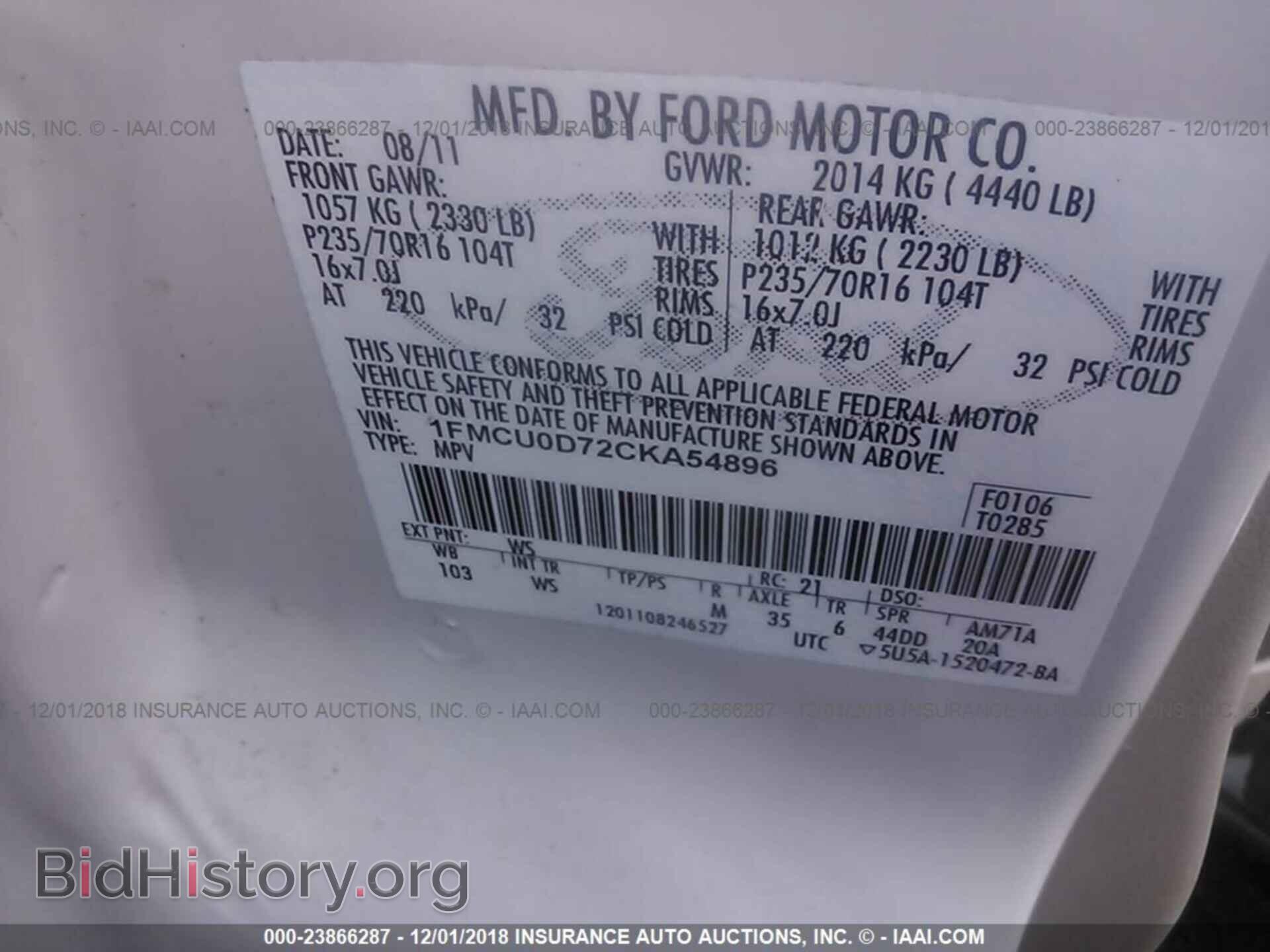 2012 FORD ESCAPE - VIN: 1FMCU0D72CKA54896 - Photo 9