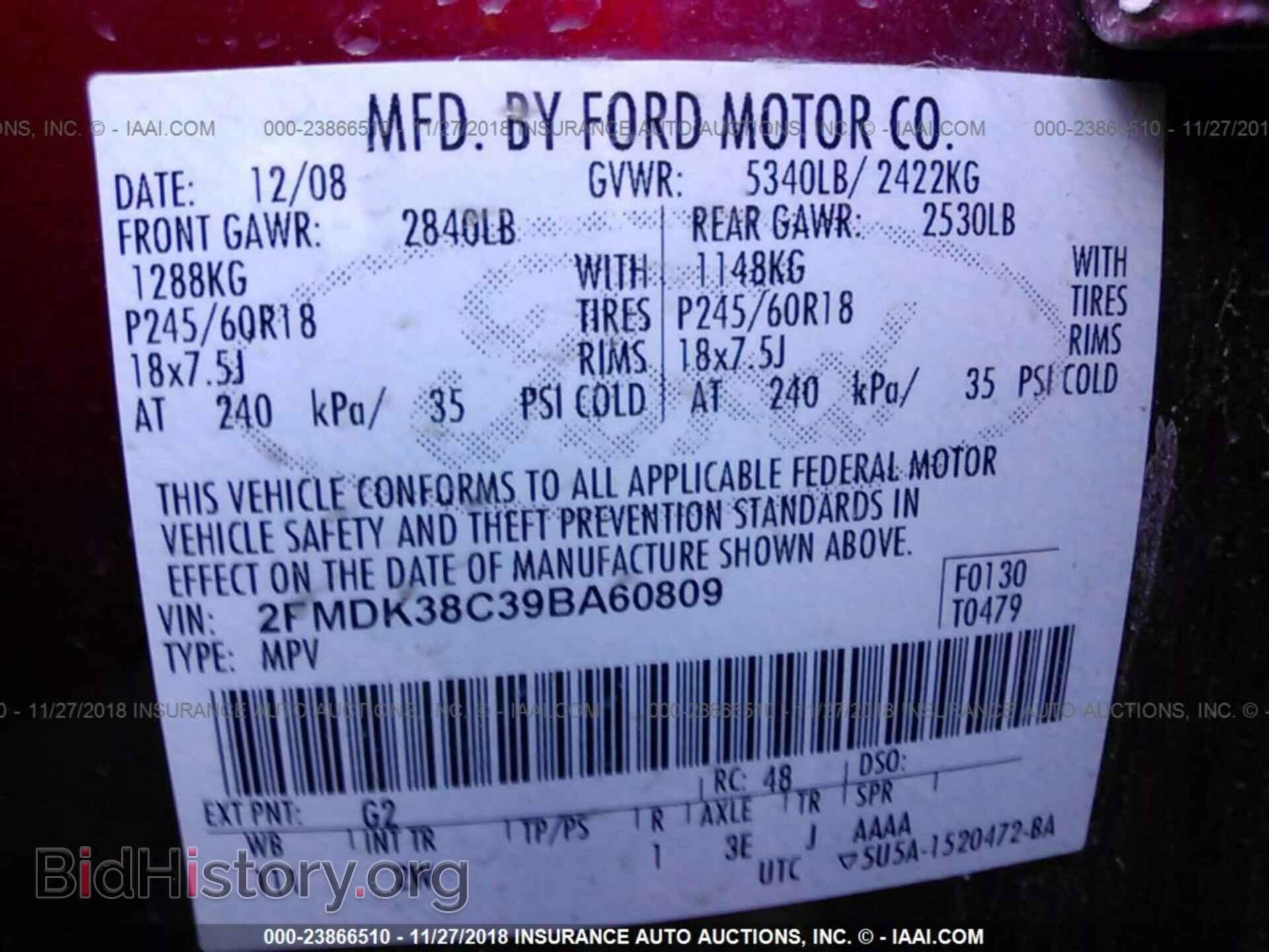 2009 FORD EDGE - VIN: 2FMDK38C39BA60809 - Photo 9
