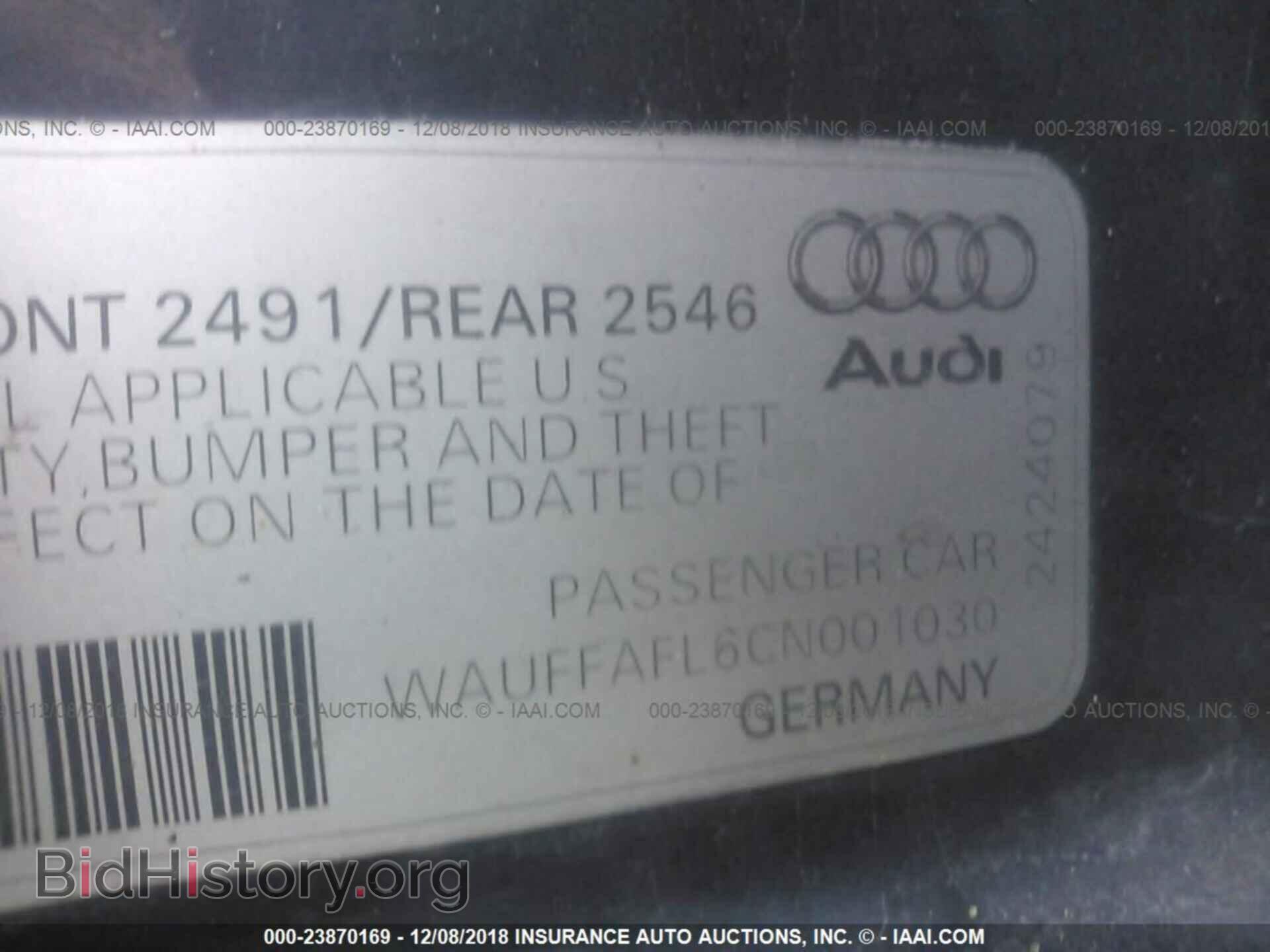 2012 AUDI A4 - VIN: WAUFFAFL6CN001030 - Photo 9