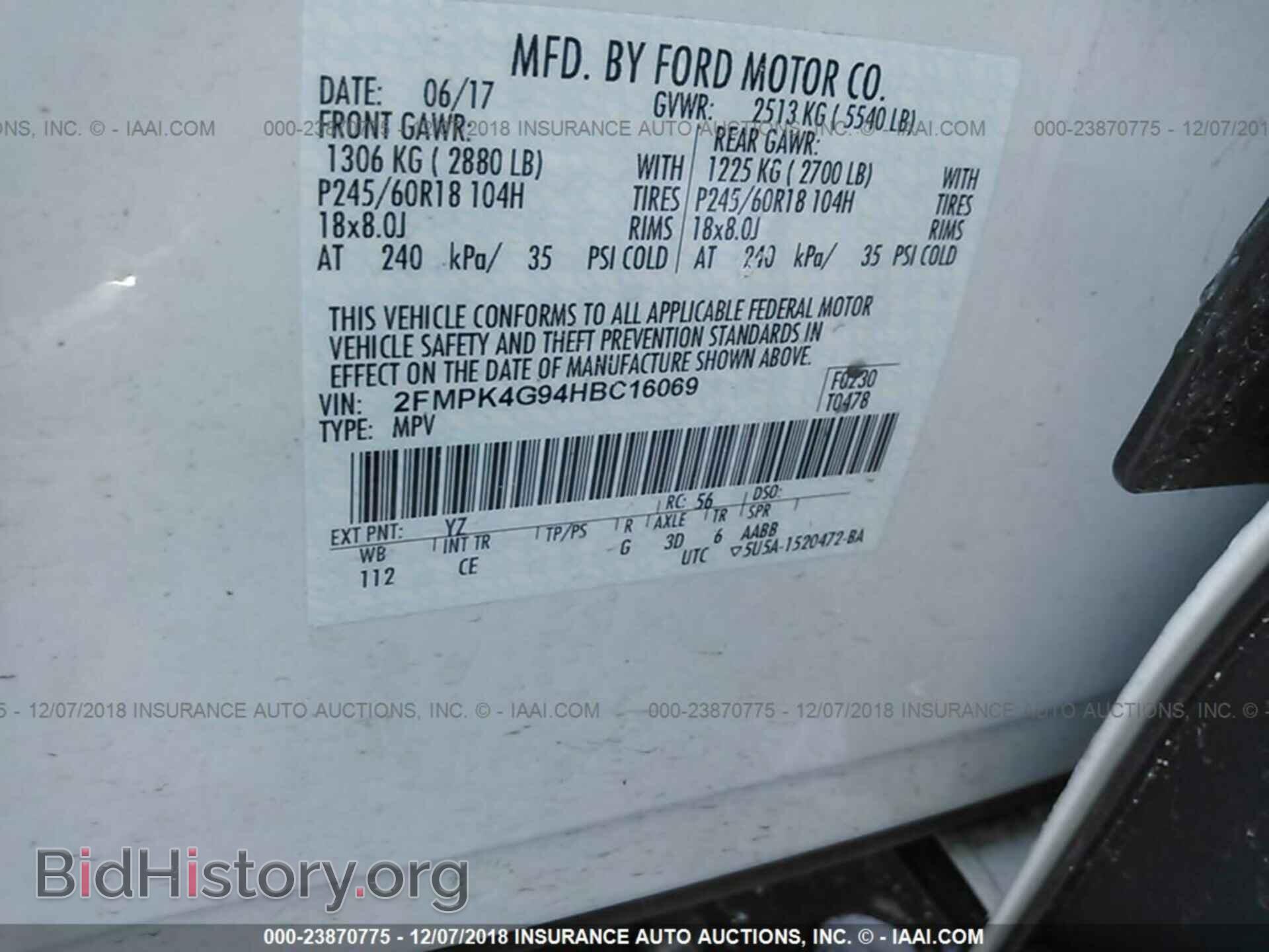 2017 FORD EDGE - VIN: 2FMPK4G94HBC16069 - Photo 9