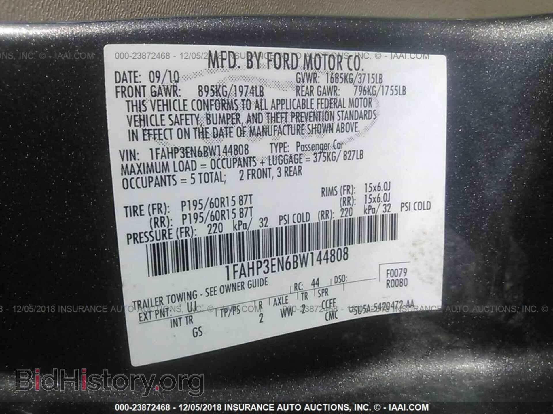 2011 FORD FOCUS - VIN: 1FAHP3EN6BW144808 - Фото 9
