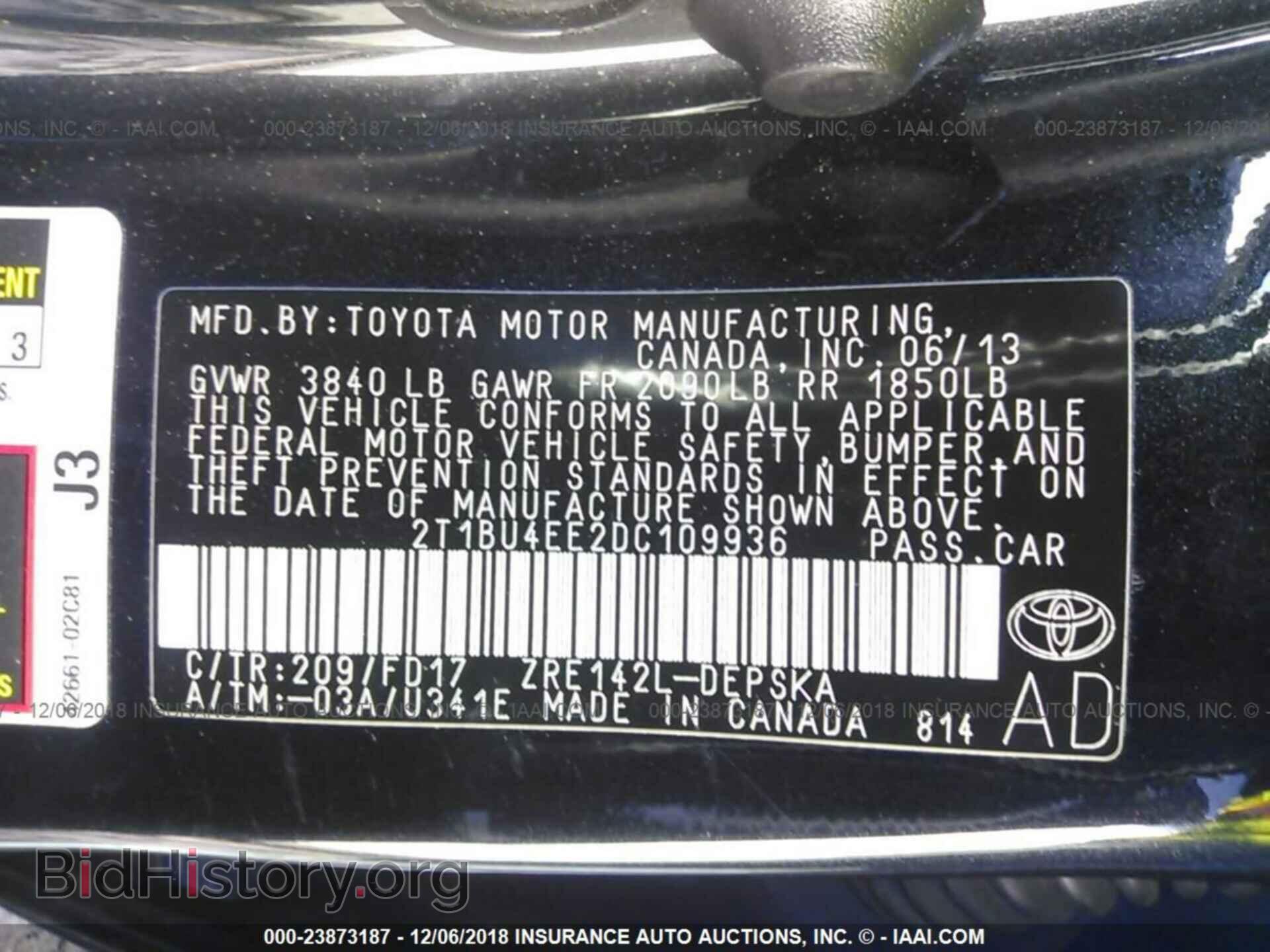 2013 TOYOTA COROLLA - VIN: 2T1BU4EE2DC109936 - Фото 9