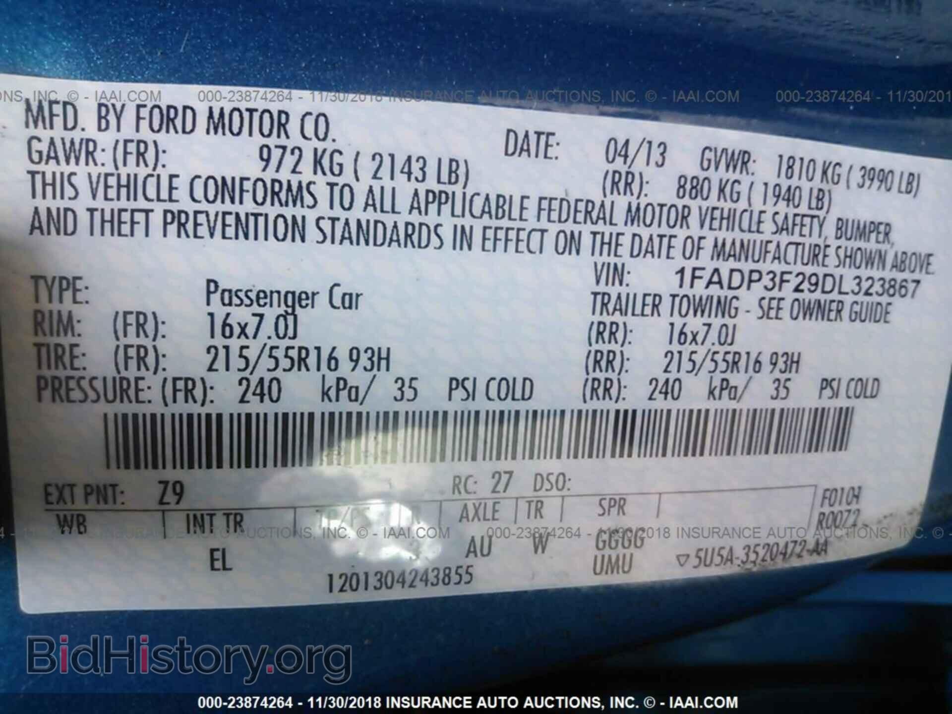 2013 FORD FOCUS - VIN: 1FADP3F29DL323867 - Фото 9
