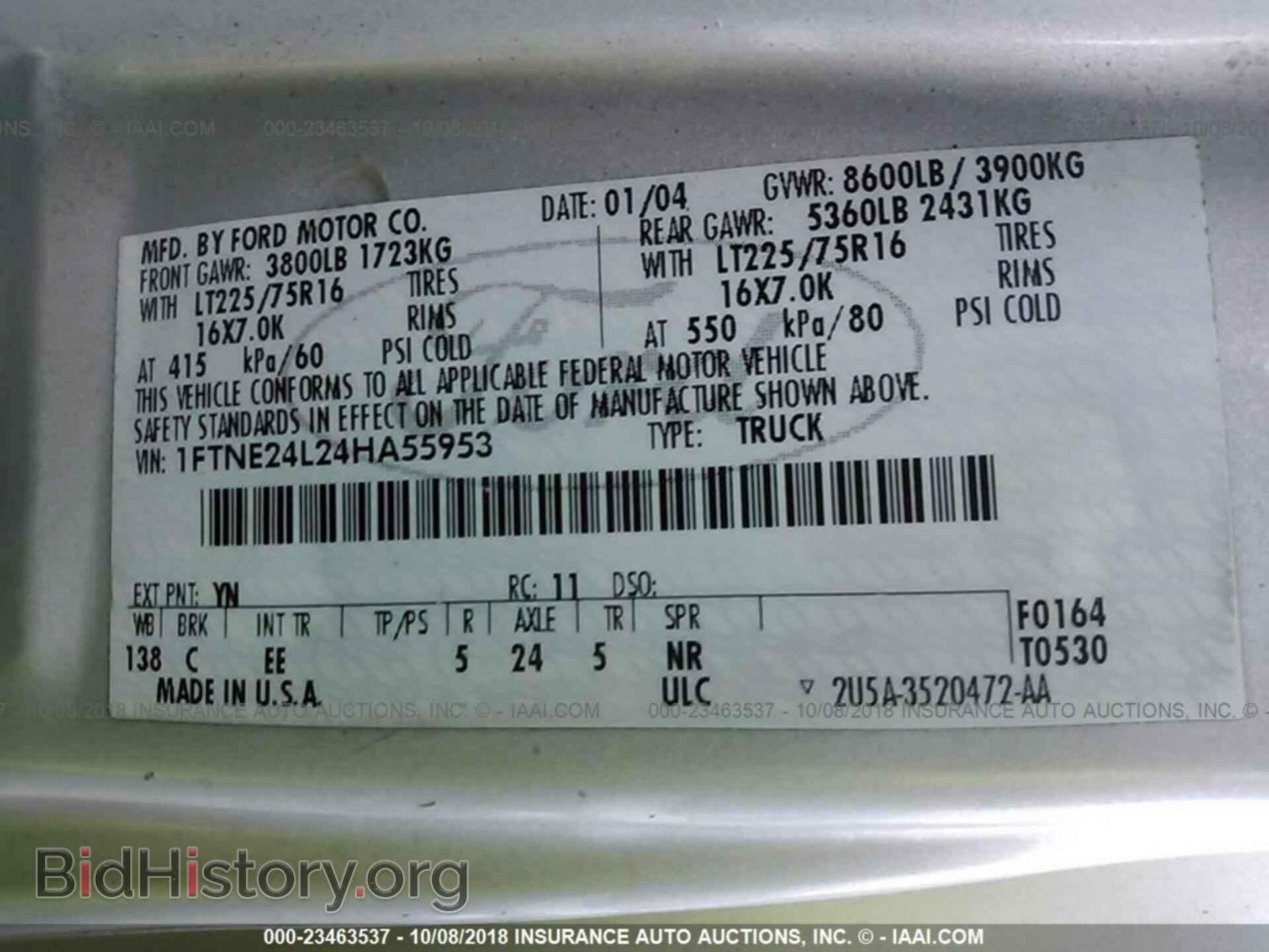 2004 FORD ECONOLINE - VIN: 1FTNE24L24HA55953 - Фото 9
