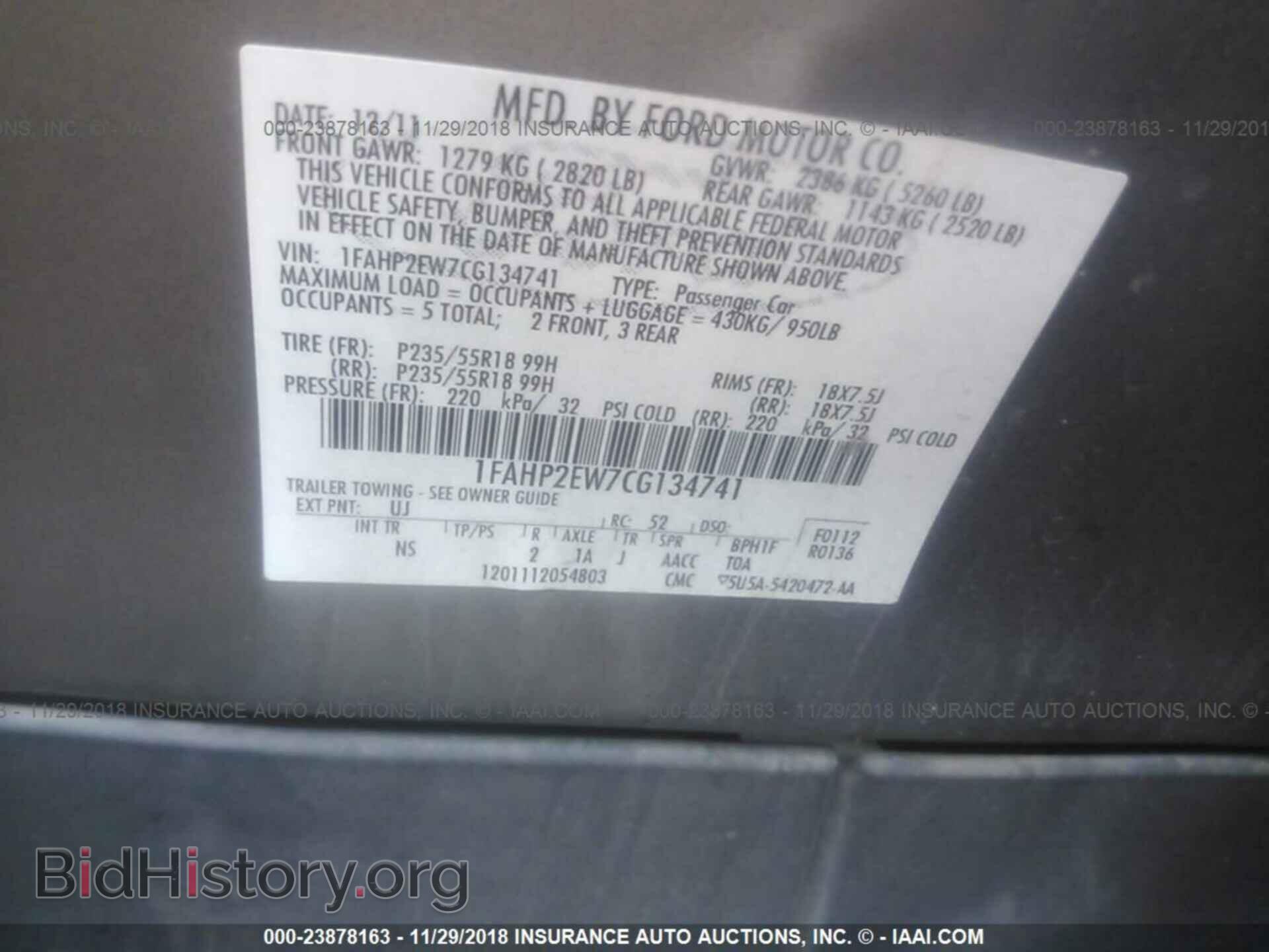 2012 FORD TAURUS - VIN: 1FAHP2EW7CG134741 - Photo 9