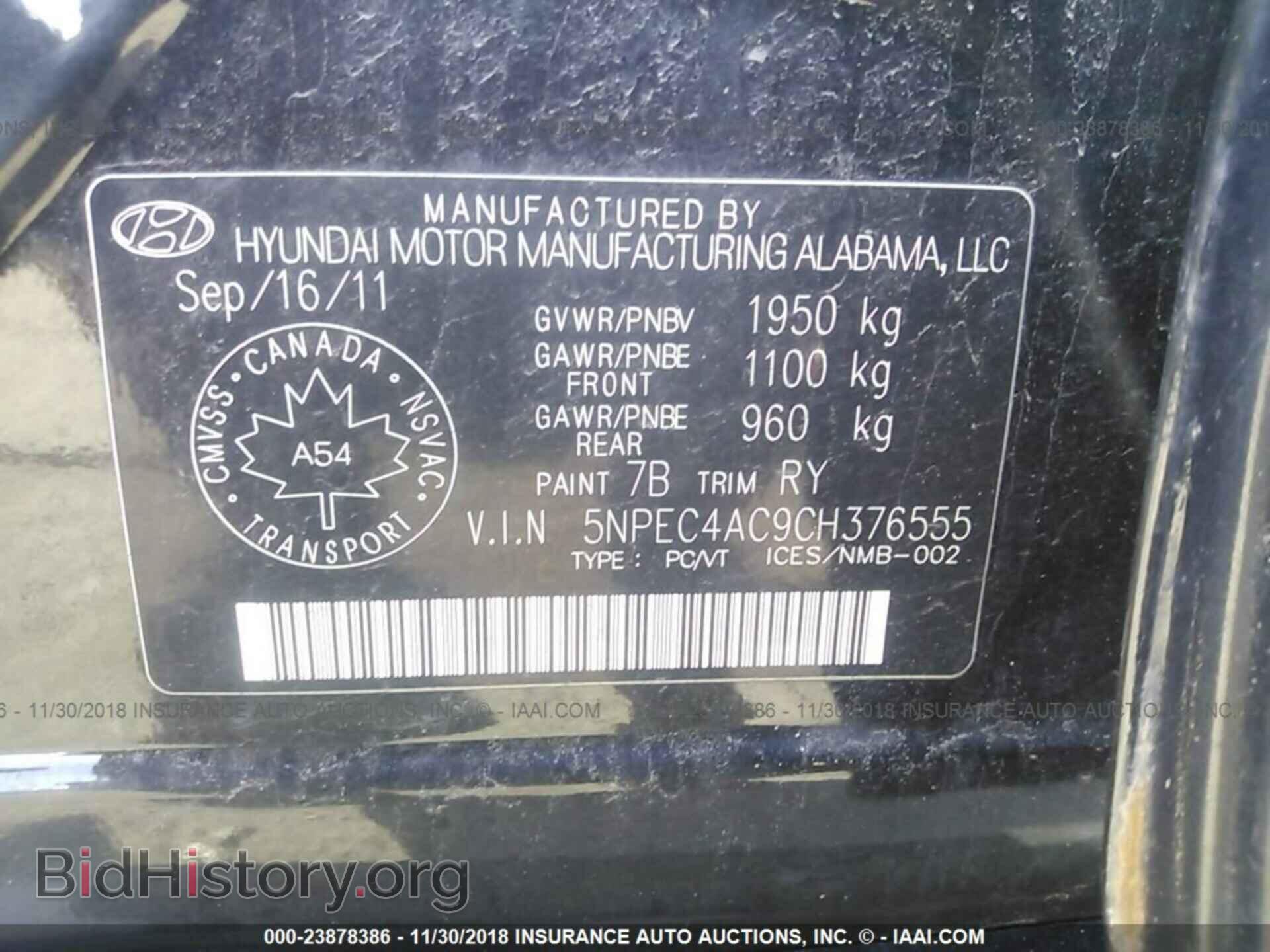 2012 HYUNDAI SONATA - VIN: 5NPEC4AC9CH376555 - Photo 9