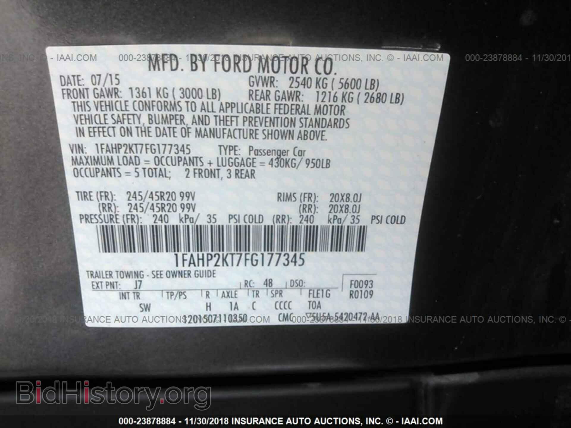 2015 FORD TAURUS - VIN: 1FAHP2KT7FG177345 - Photo 9