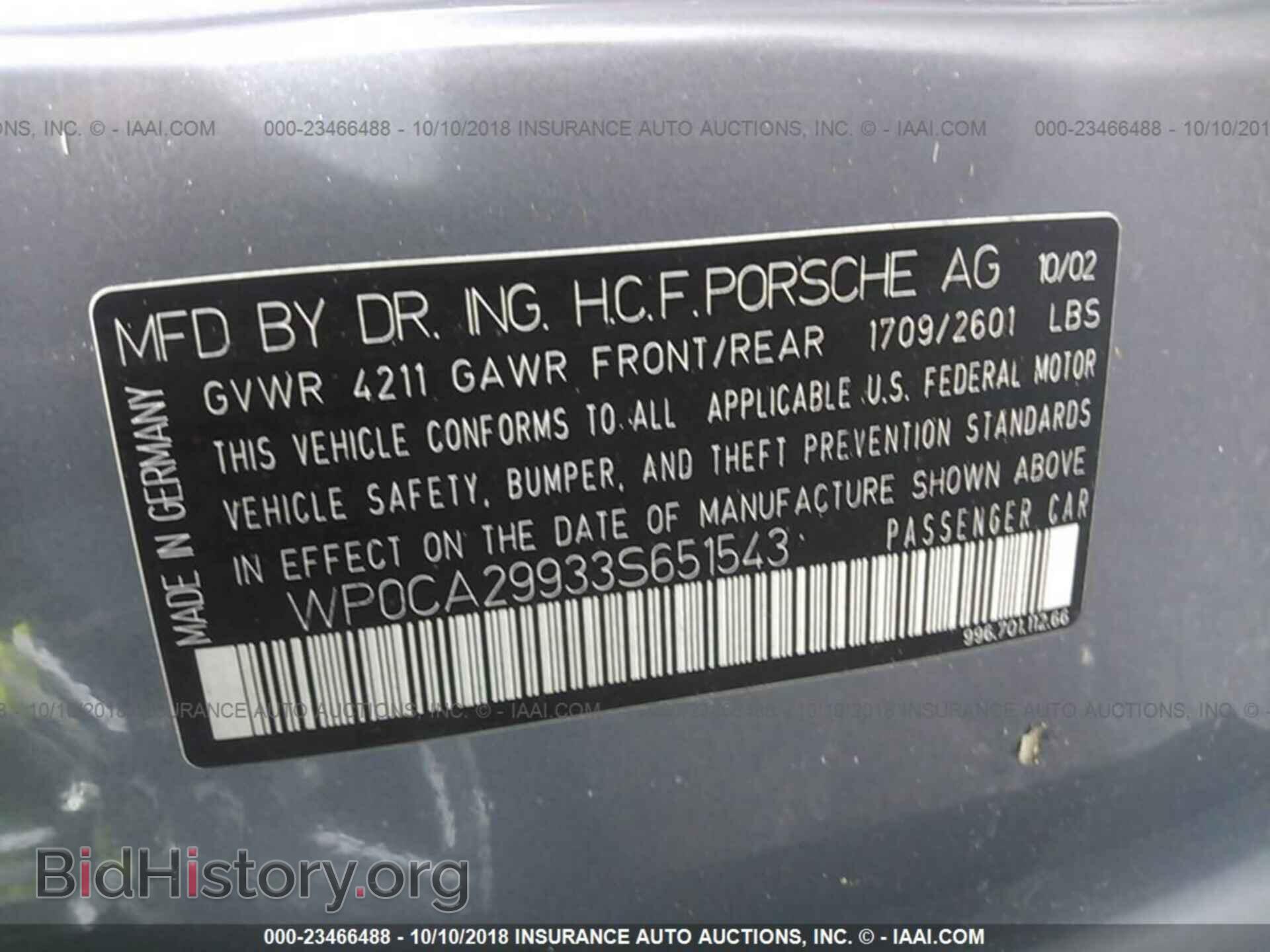 2003 PORSCHE 911 - VIN: WP0CA29933S651543 - Фото 9