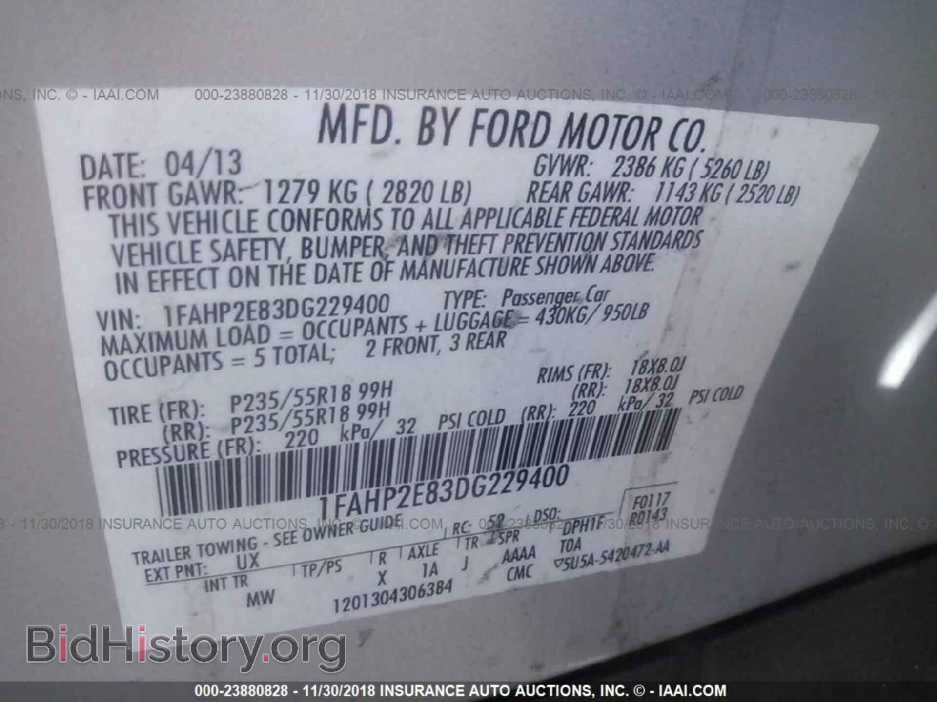 2013 FORD TAURUS - VIN: 1FAHP2E83DG229400 - Фото 9