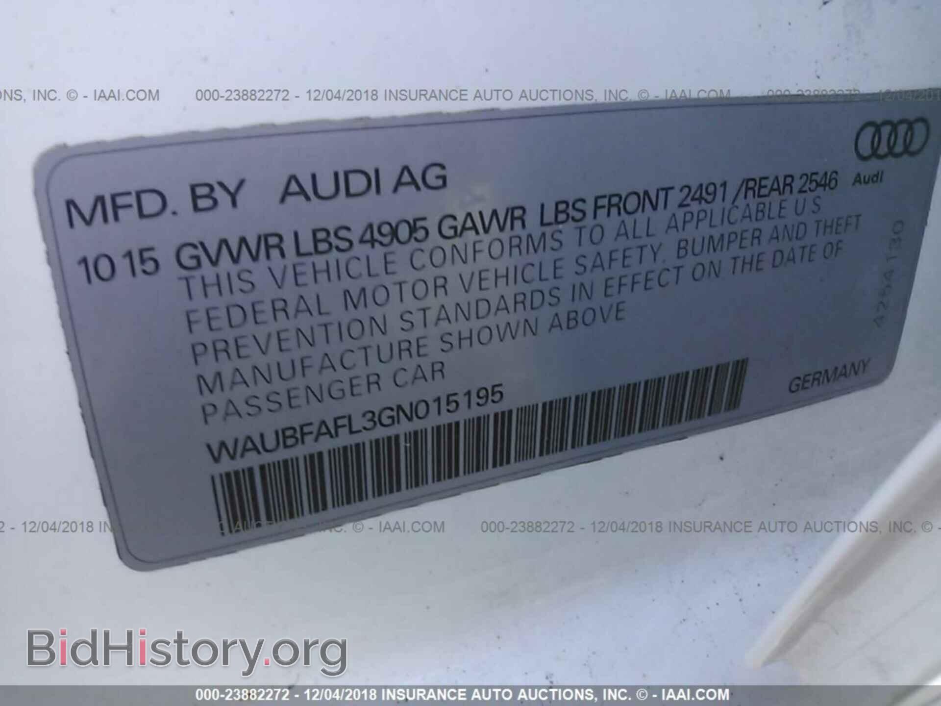 2016 AUDI A4 - VIN: WAUBFAFL3GN015195 - Фото 9