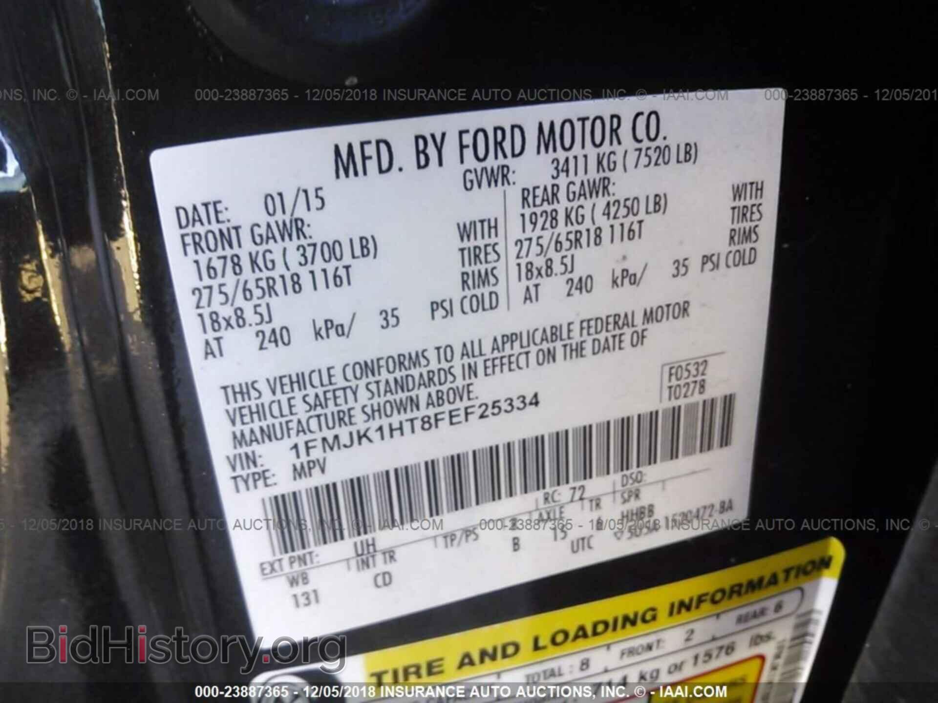 2015 FORD EXPEDITION - VIN: 1FMJK1HT8FEF25334 - Фото 9