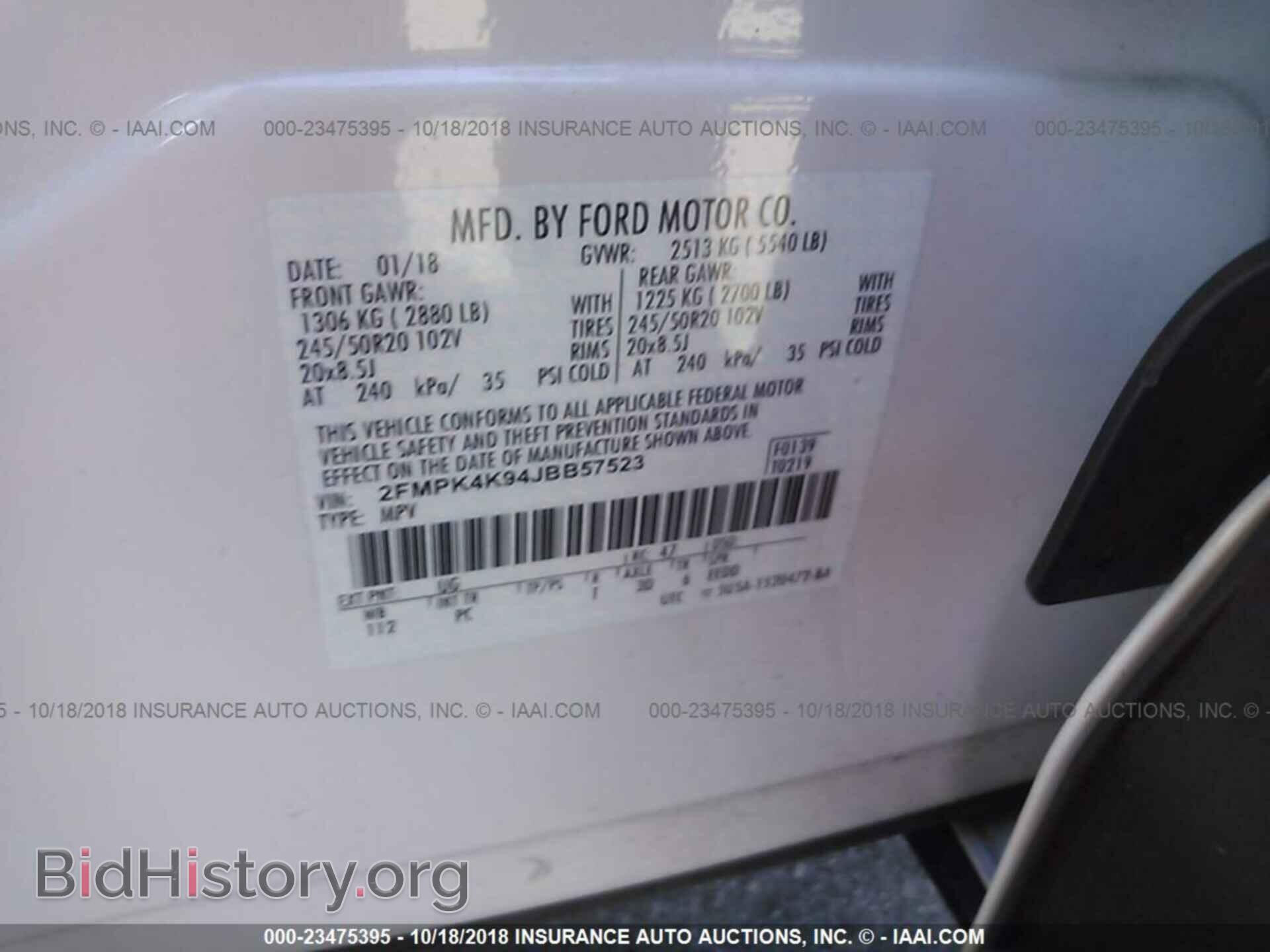 2018 FORD EDGE - VIN: 2FMPK4K94JBB57523 - Photo 9