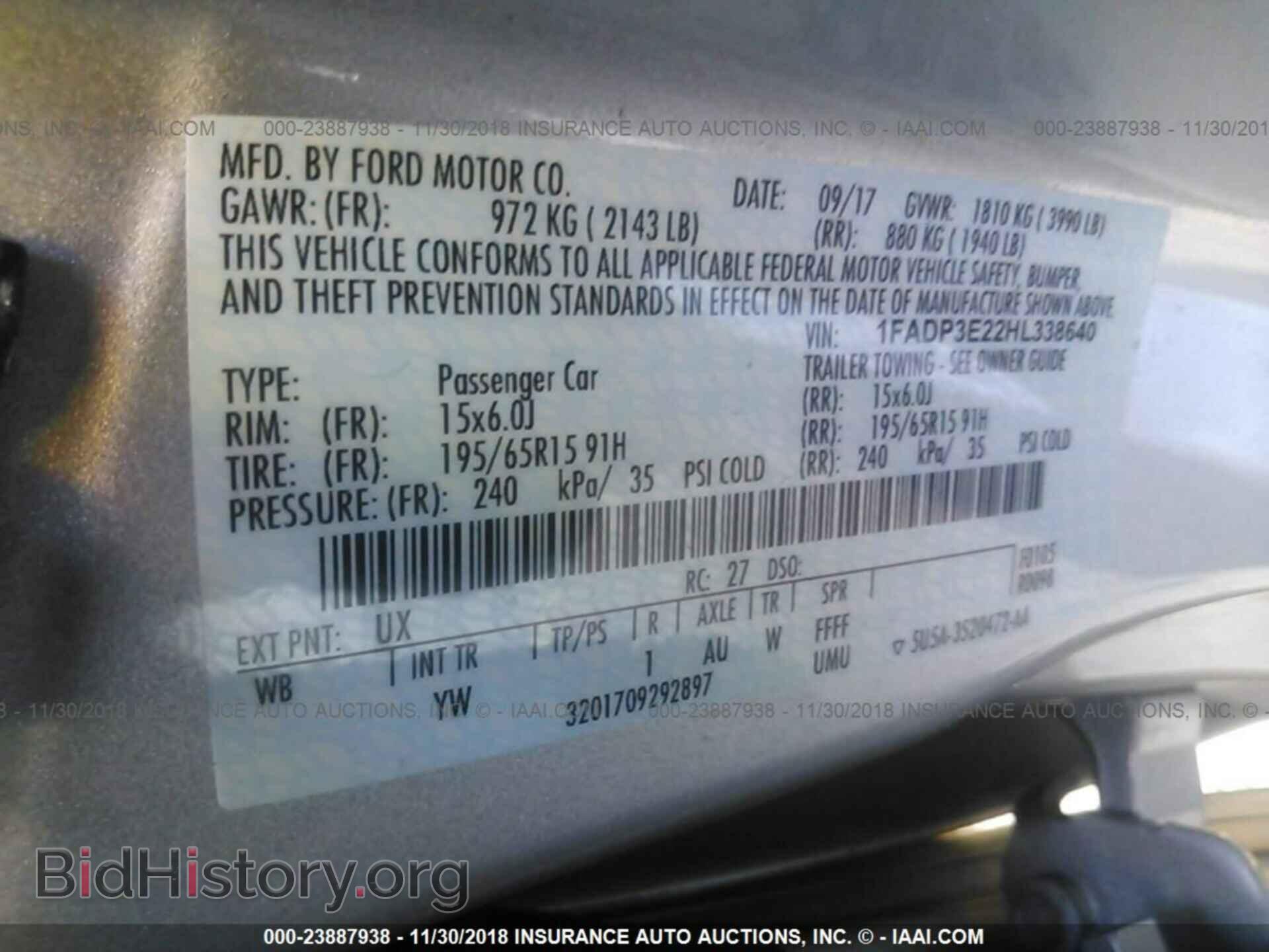 2017 FORD FOCUS - VIN: 1FADP3E22HL338640 - Фото 9