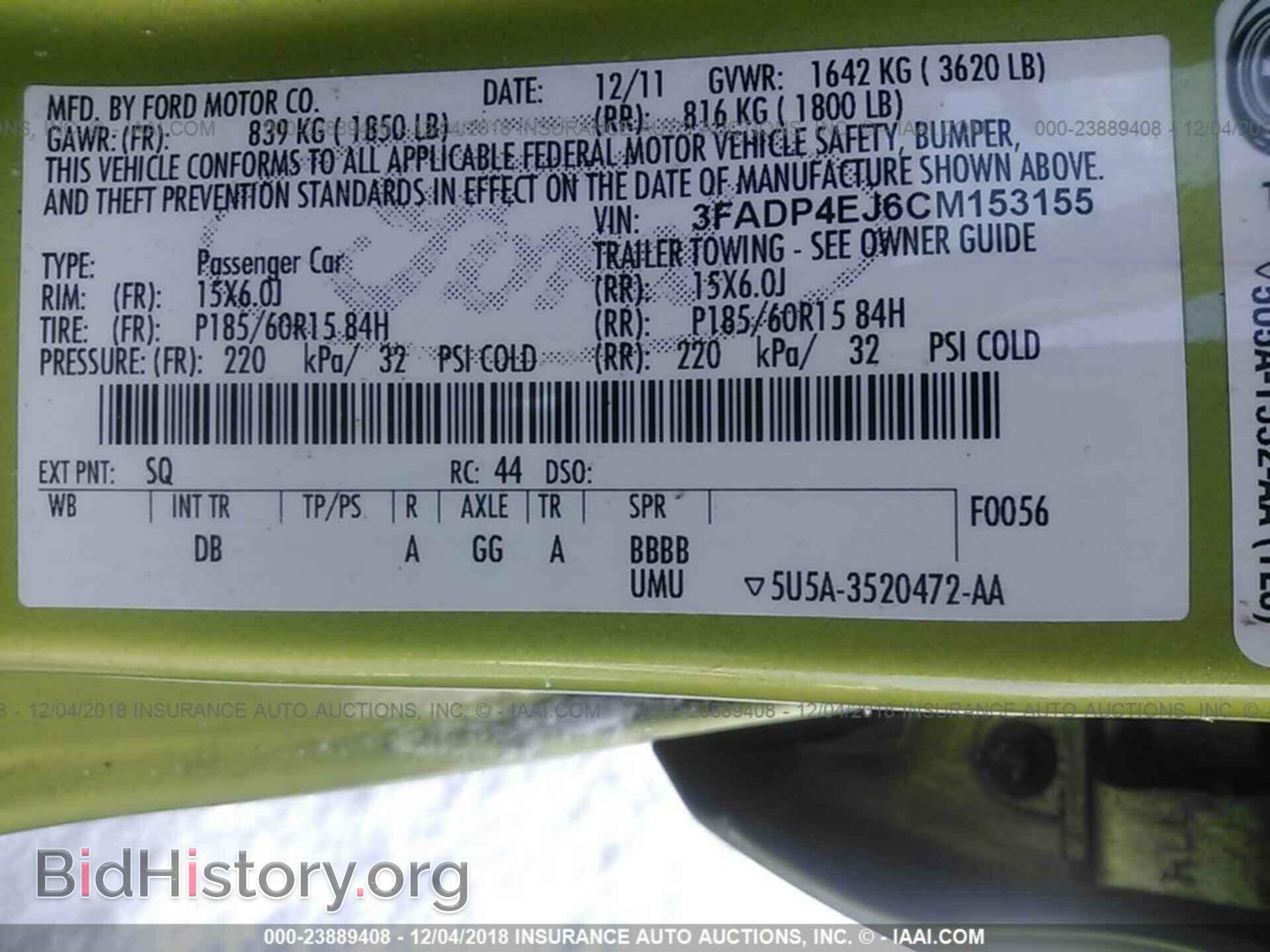 2012 FORD FIESTA - VIN: 3FADP4EJ6CM153155 - Фото 9