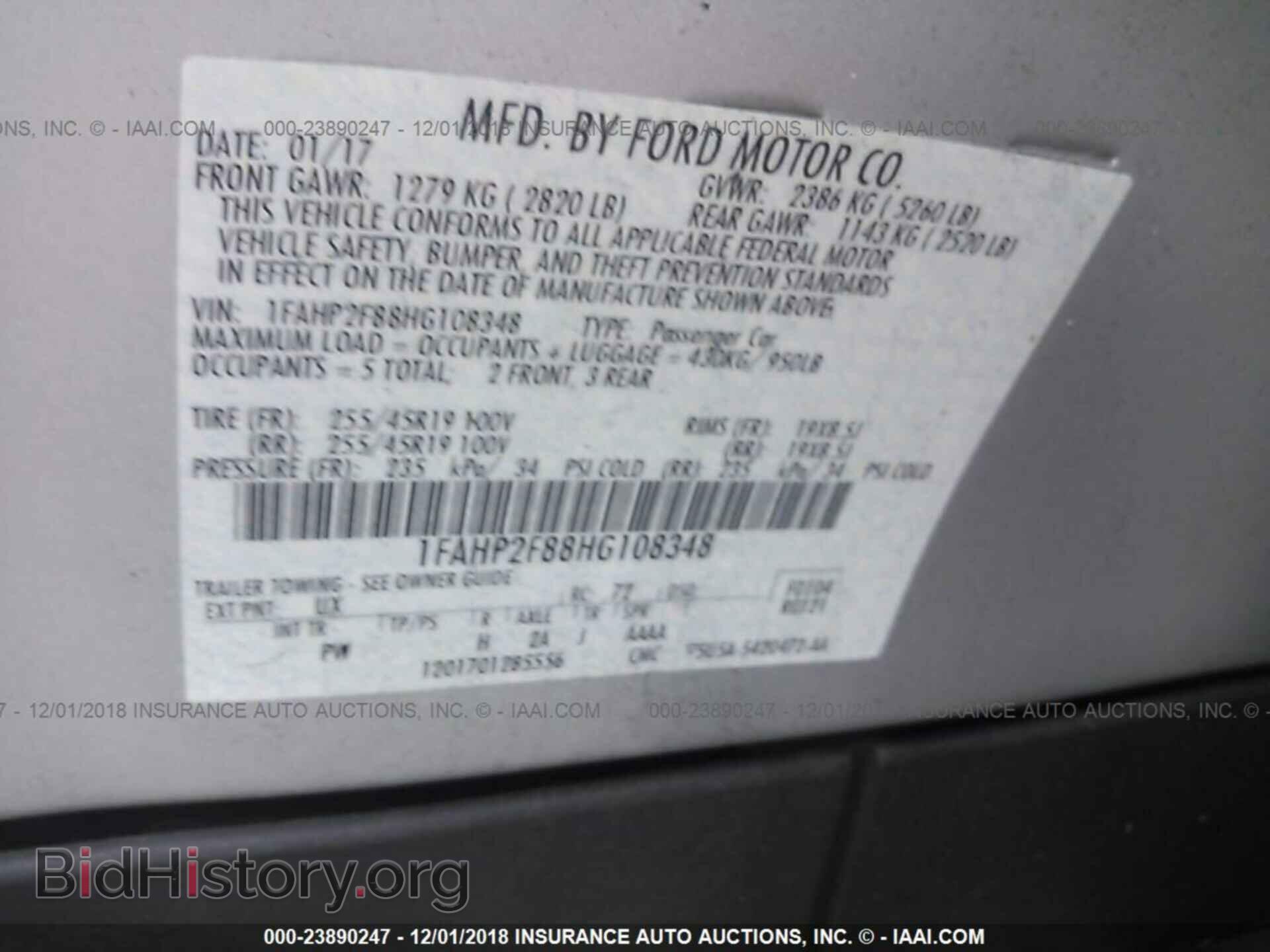 2017 FORD TAURUS - VIN: 1FAHP2F88HG108348 - Фото 9