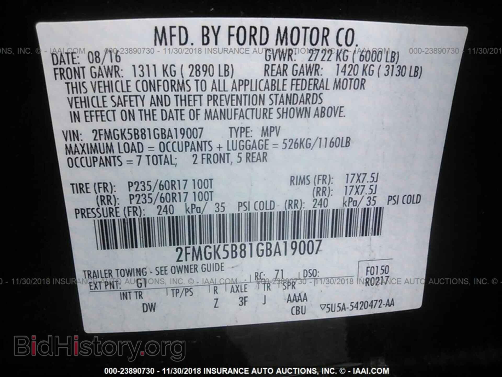 2016 FORD FLEX - VIN: 2FMGK5B81GBA19007 - Photo 9