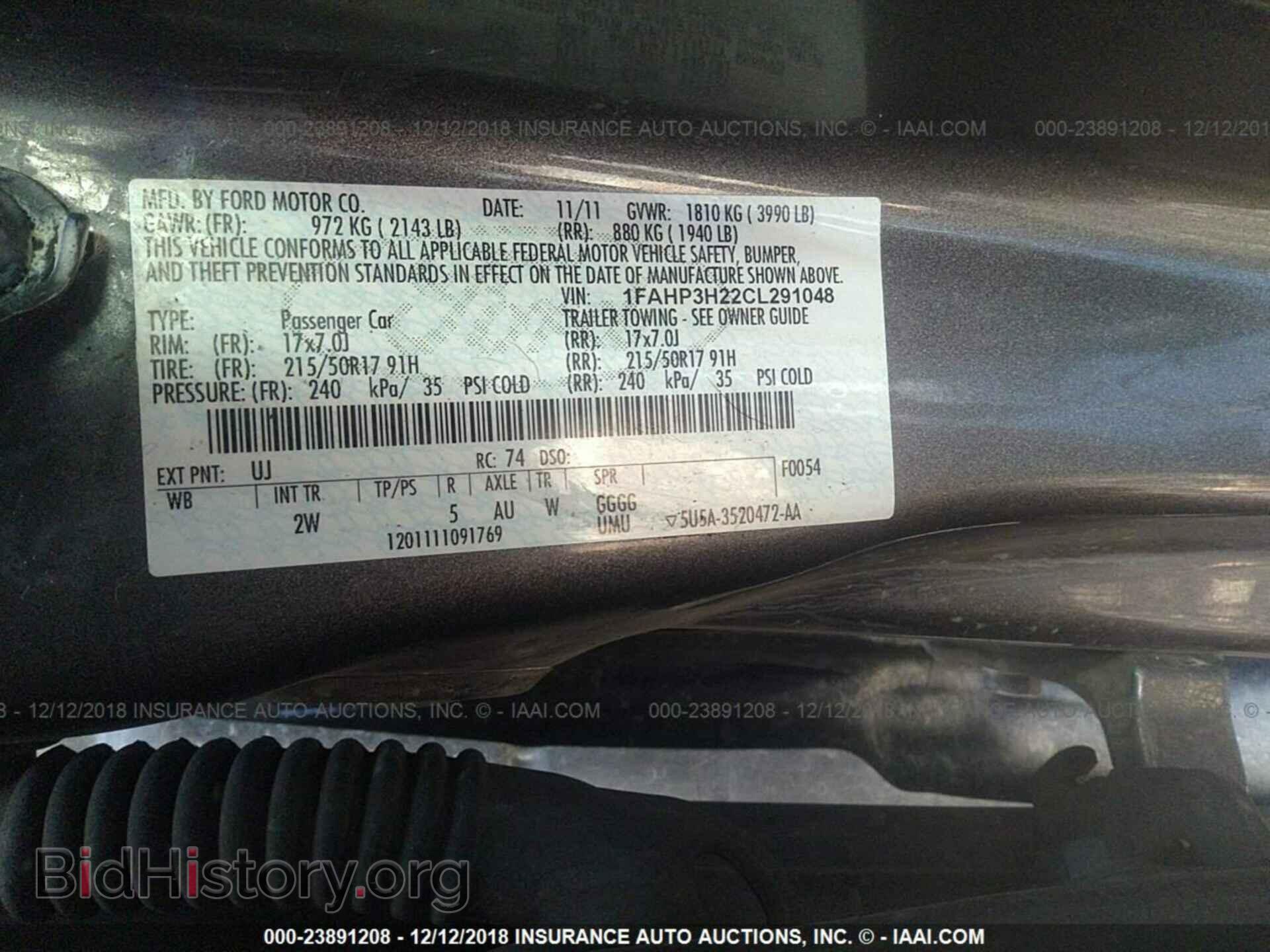 2012 FORD FOCUS - VIN: 1FAHP3H22CL291048 - Photo 9