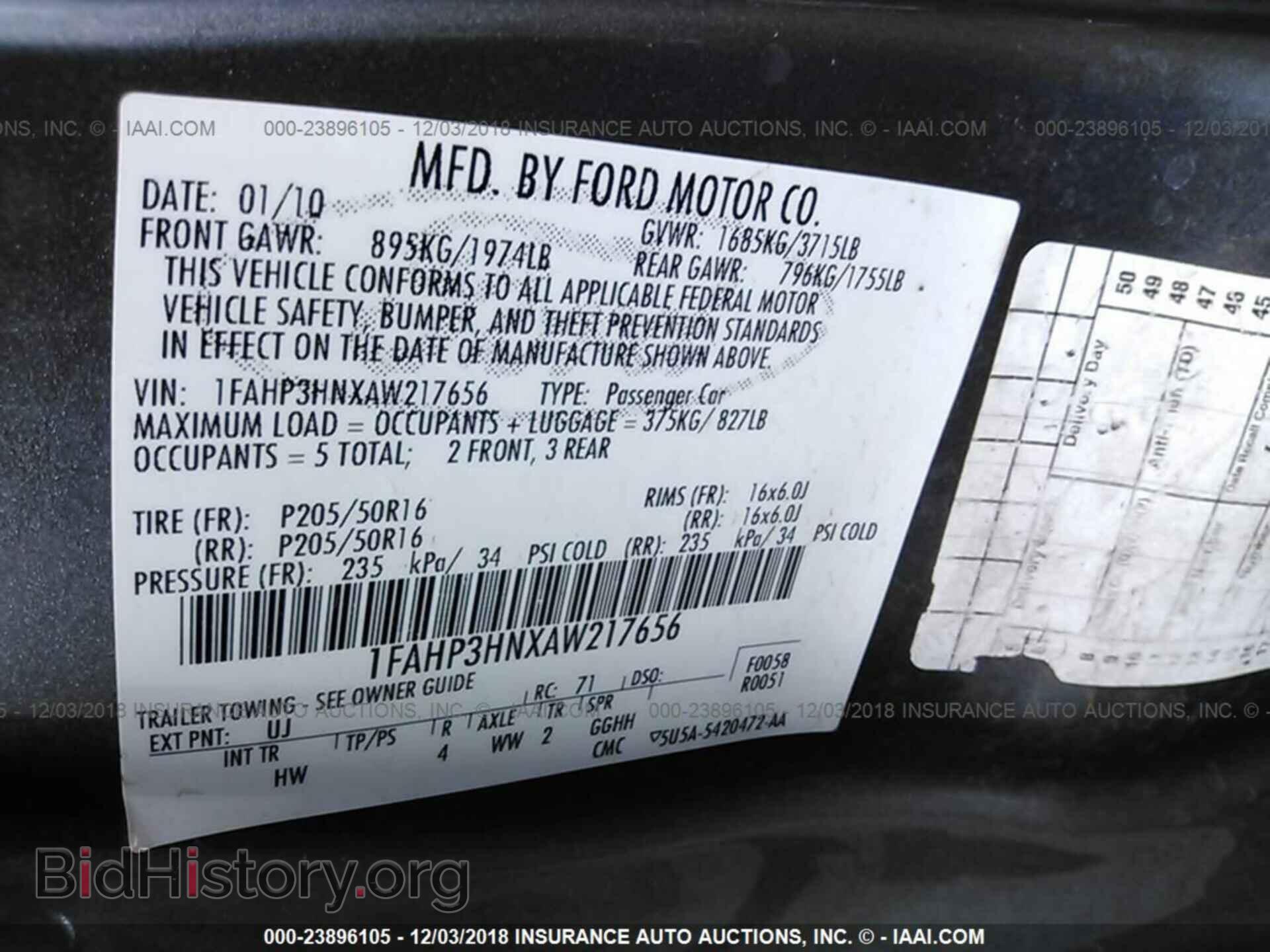 2010 FORD FOCUS - VIN: 1FAHP3HNXAW217656 - Фото 9