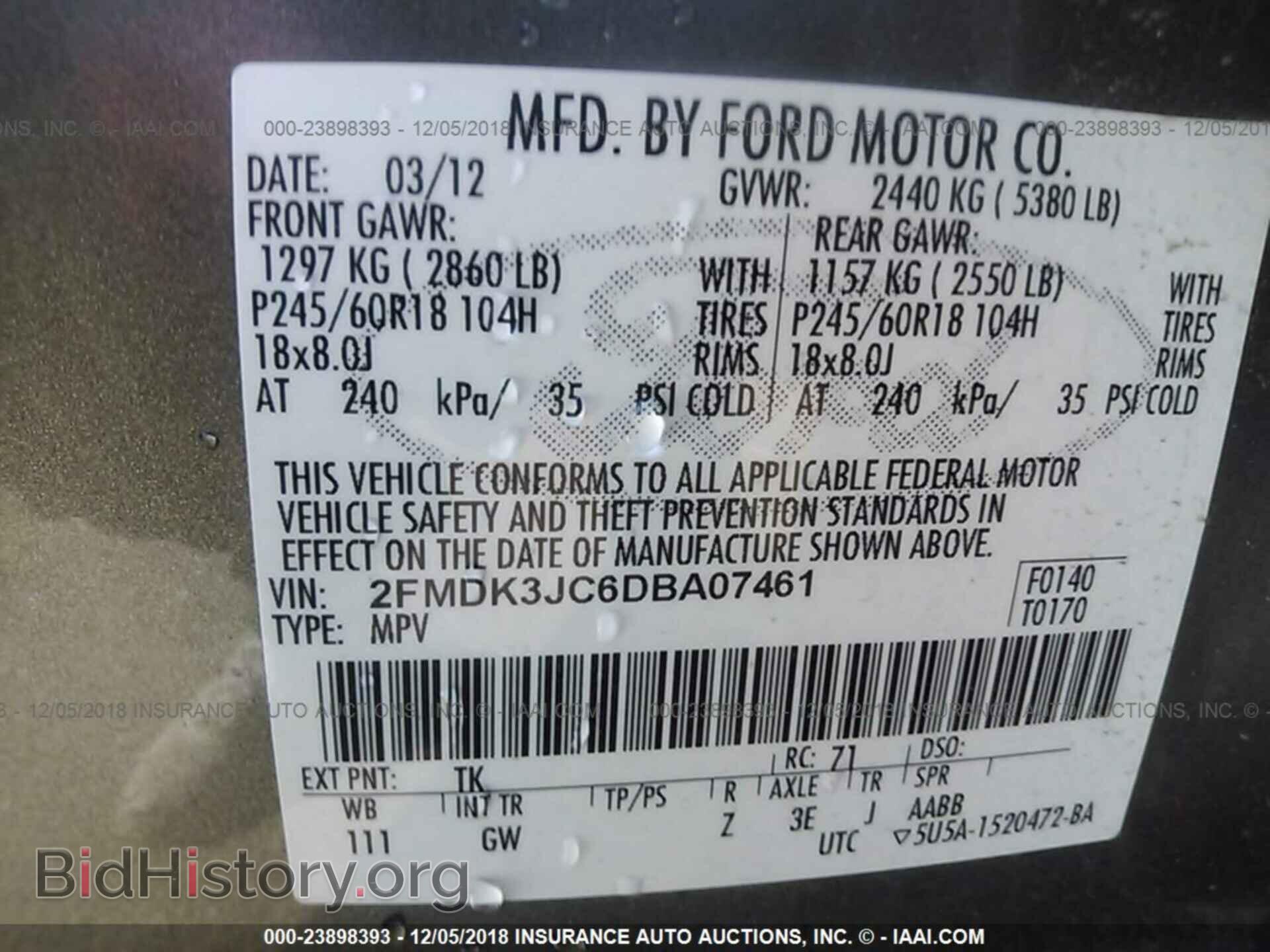 2013 FORD EDGE - VIN: 2FMDK3JC6DBA07461 - Фото 9