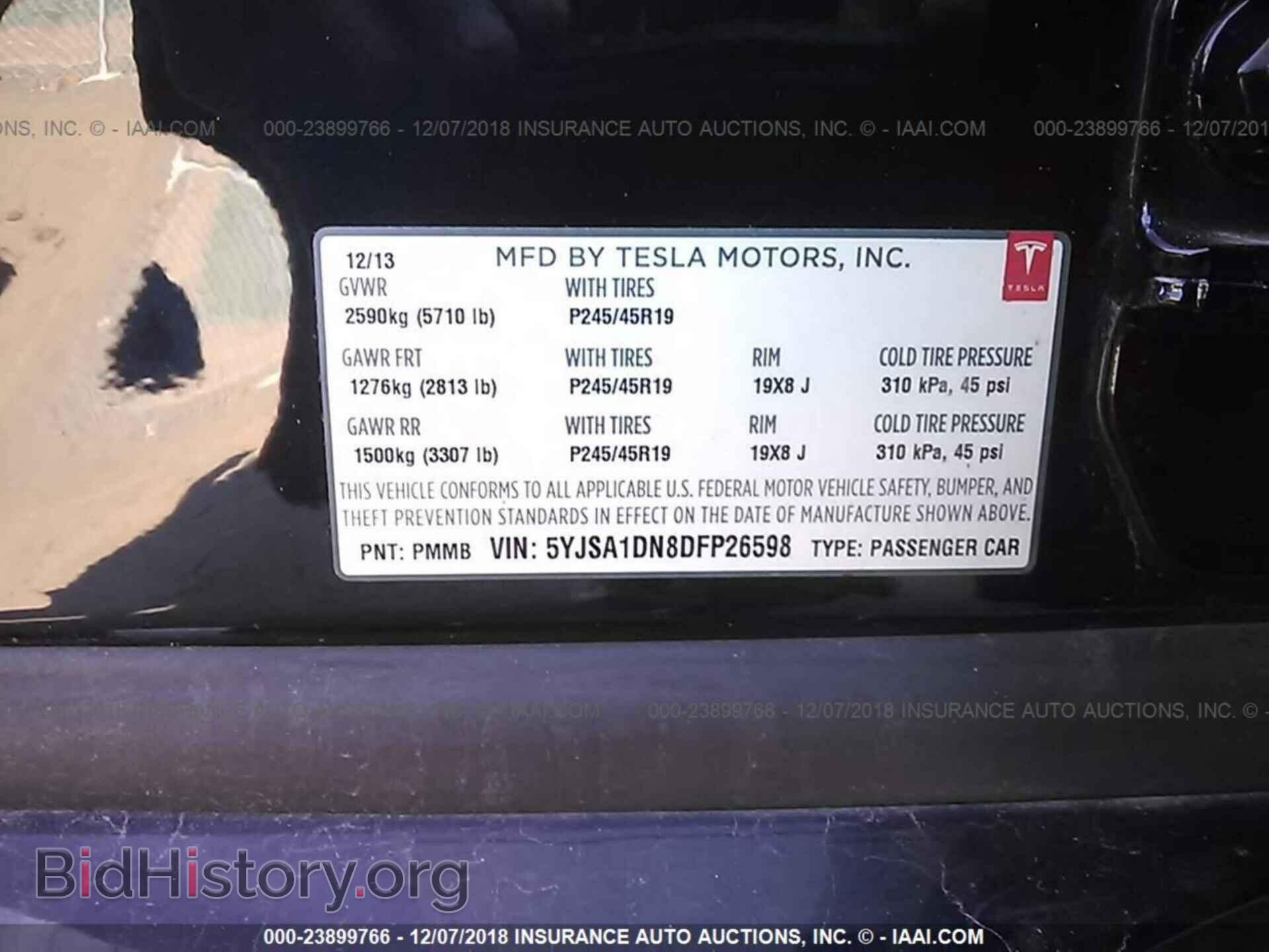 2013 TESLA MODEL S - VIN: 5YJSA1DN8DFP26598 - Photo 9