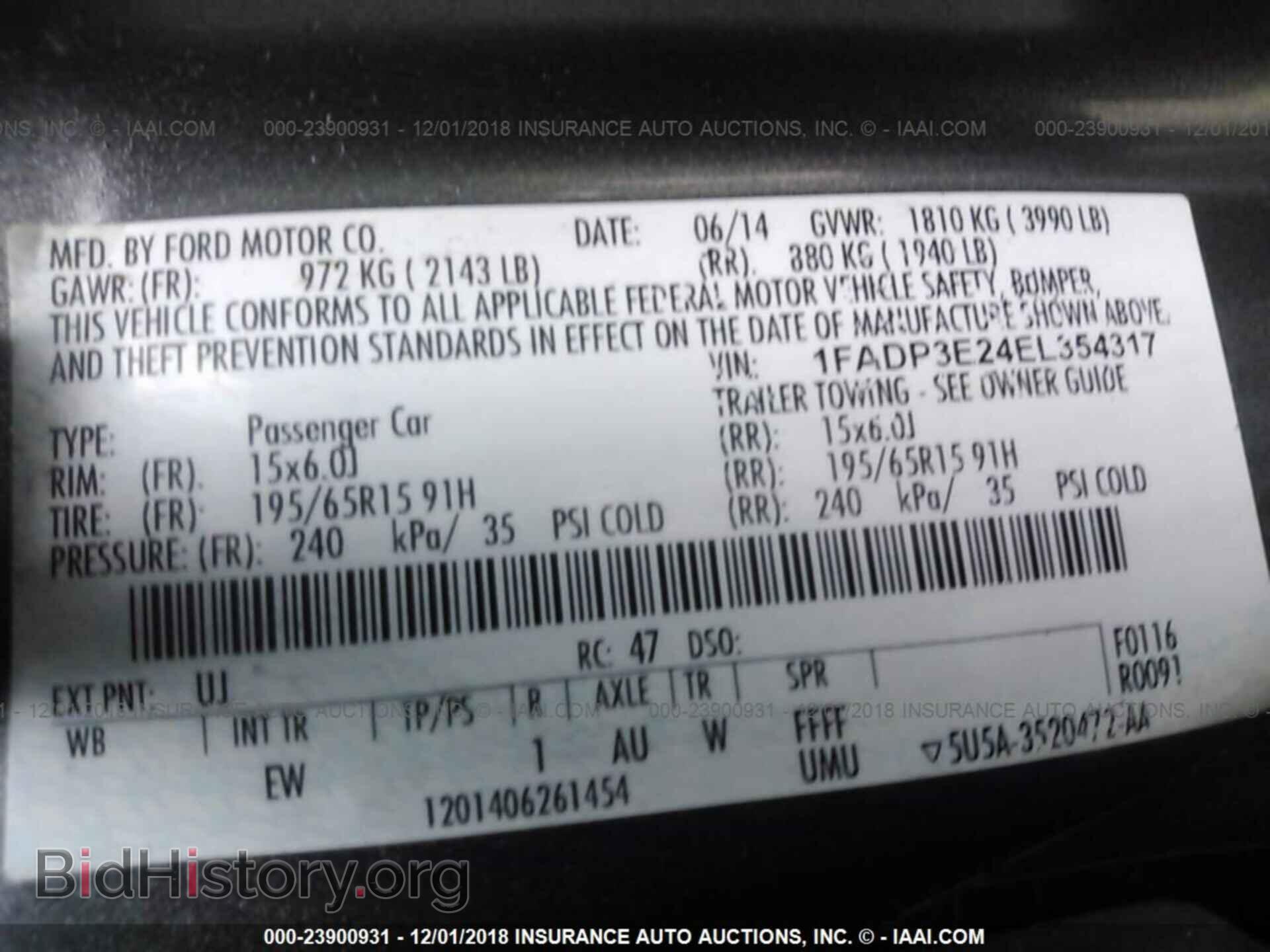 2014 FORD FOCUS - VIN: 1FADP3E24EL354317 - Фото 9