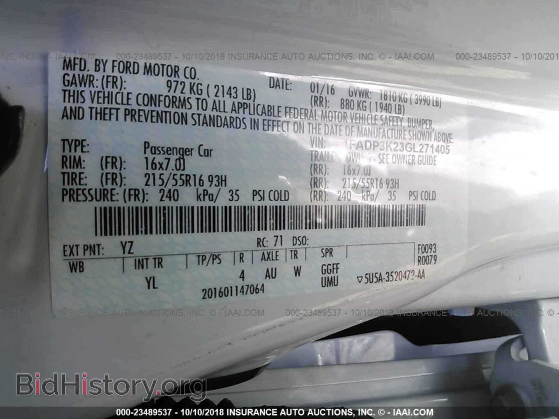 2016 FORD FOCUS - VIN: 1FADP3K23GL271405 - Фото 9