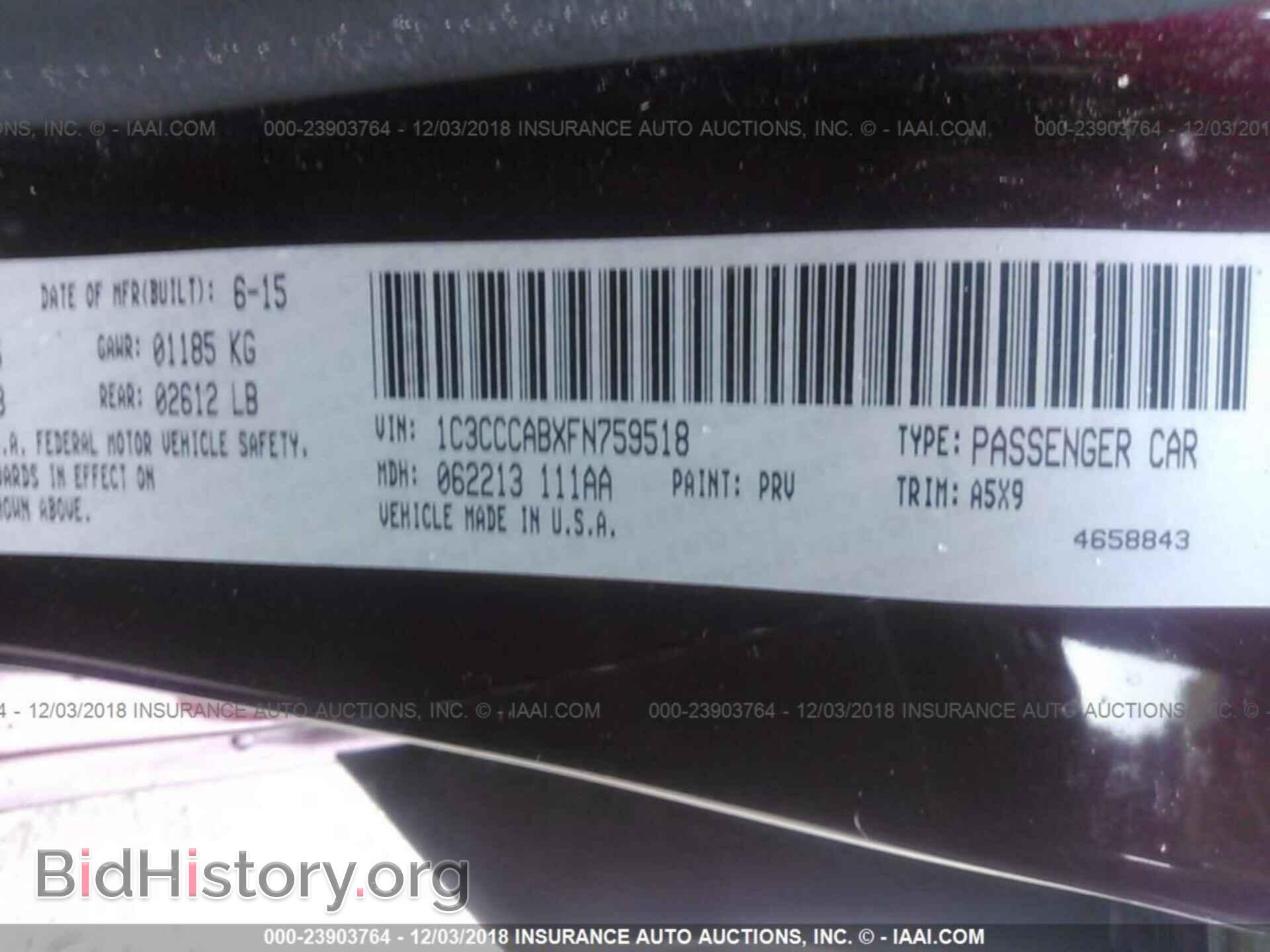 2015 CHRYSLER 200 - VIN: 1C3CCCABXFN759518 - Photo 9