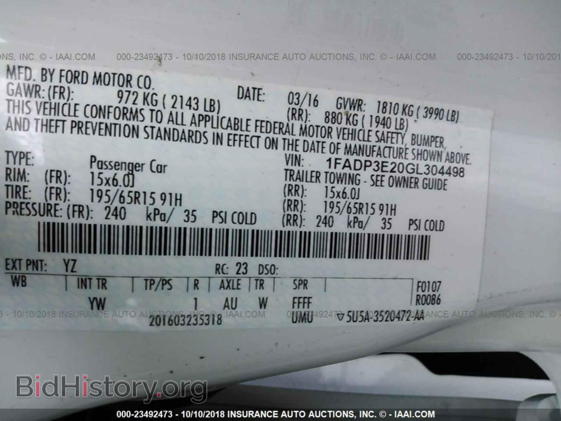 2016 FORD FOCUS - VIN: 1FADP3E20GL304498 - Фото 9