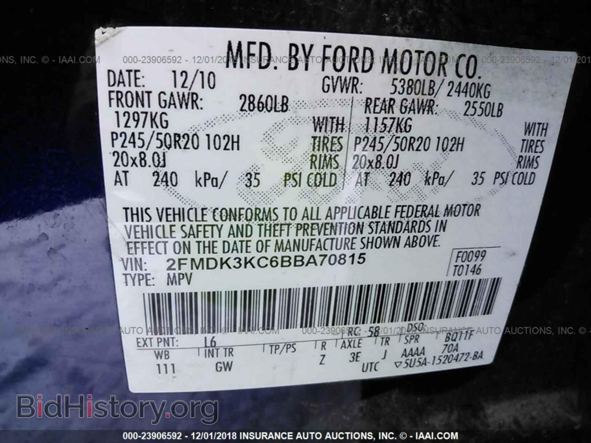 2011 FORD EDGE - VIN: 2FMDK3KC6BBA70815 - Photo 9