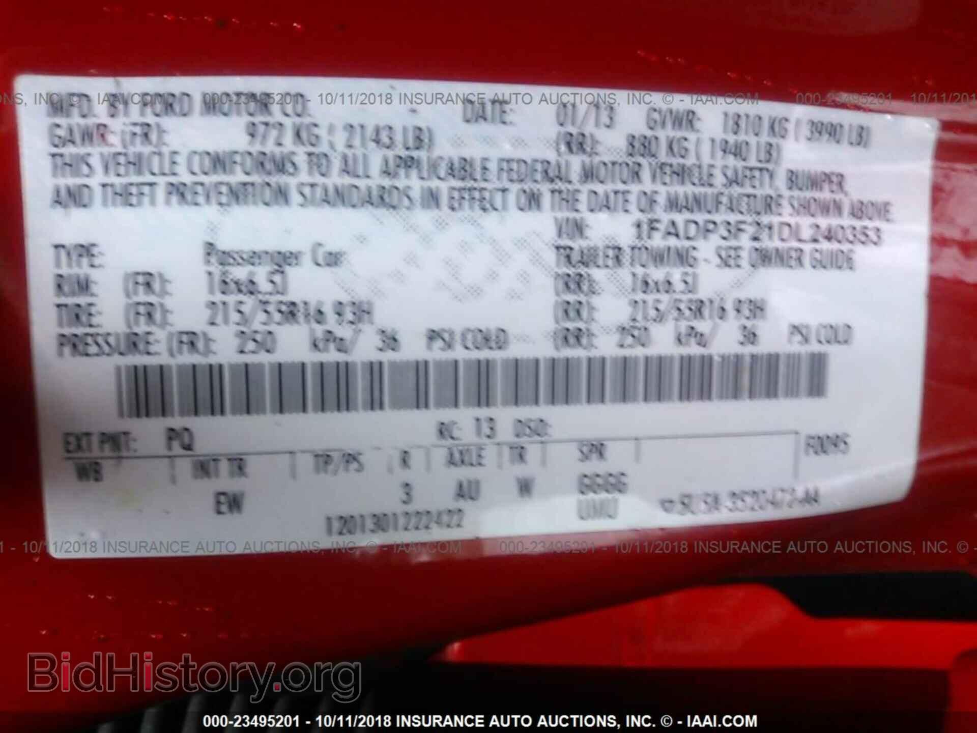 2013 FORD FOCUS - VIN: 1FADP3F21DL240353 - Фото 9