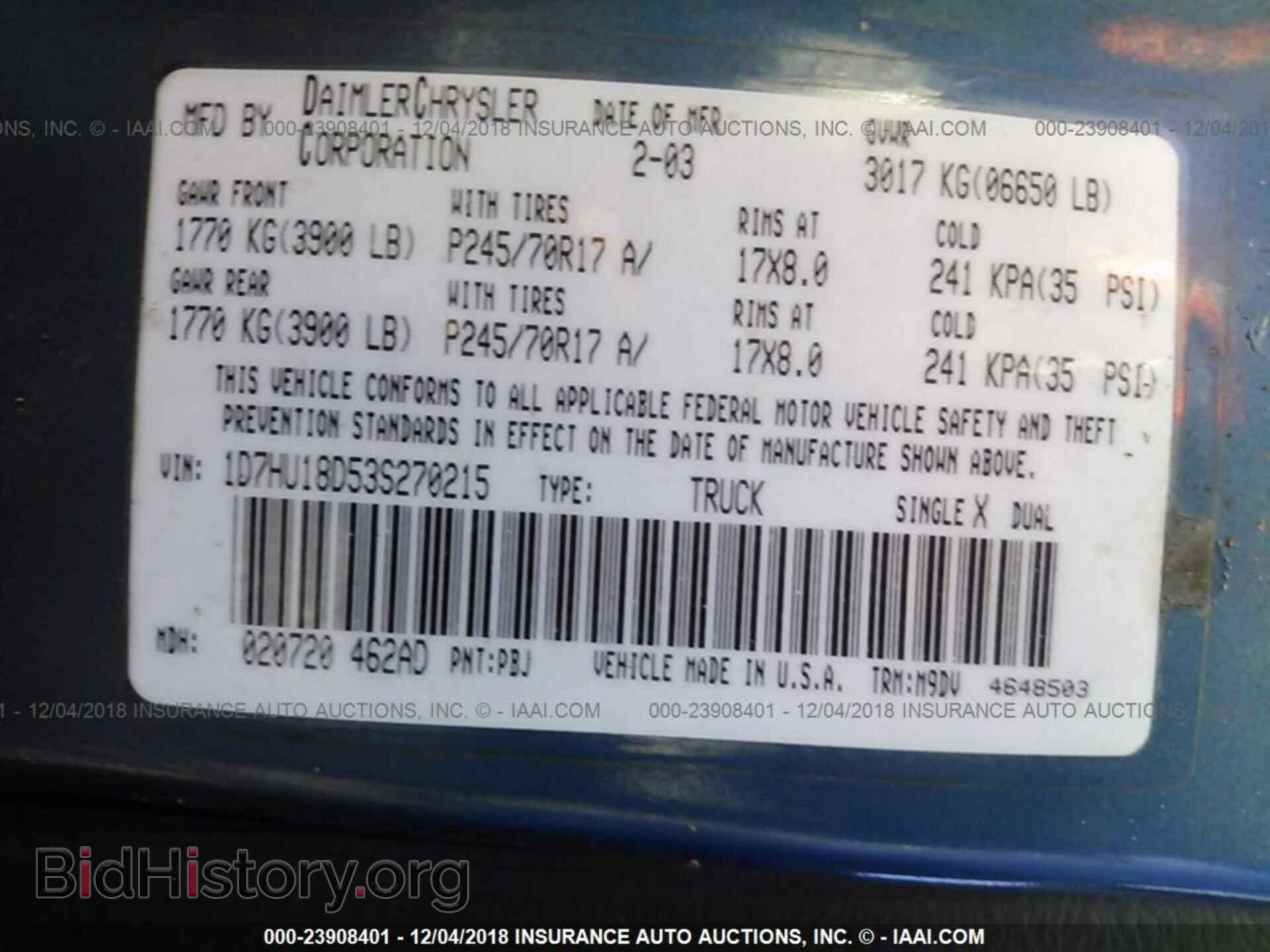 2003 DODGE RAM 1500 - VIN: 1D7HU18D53S270215 - Photo 9