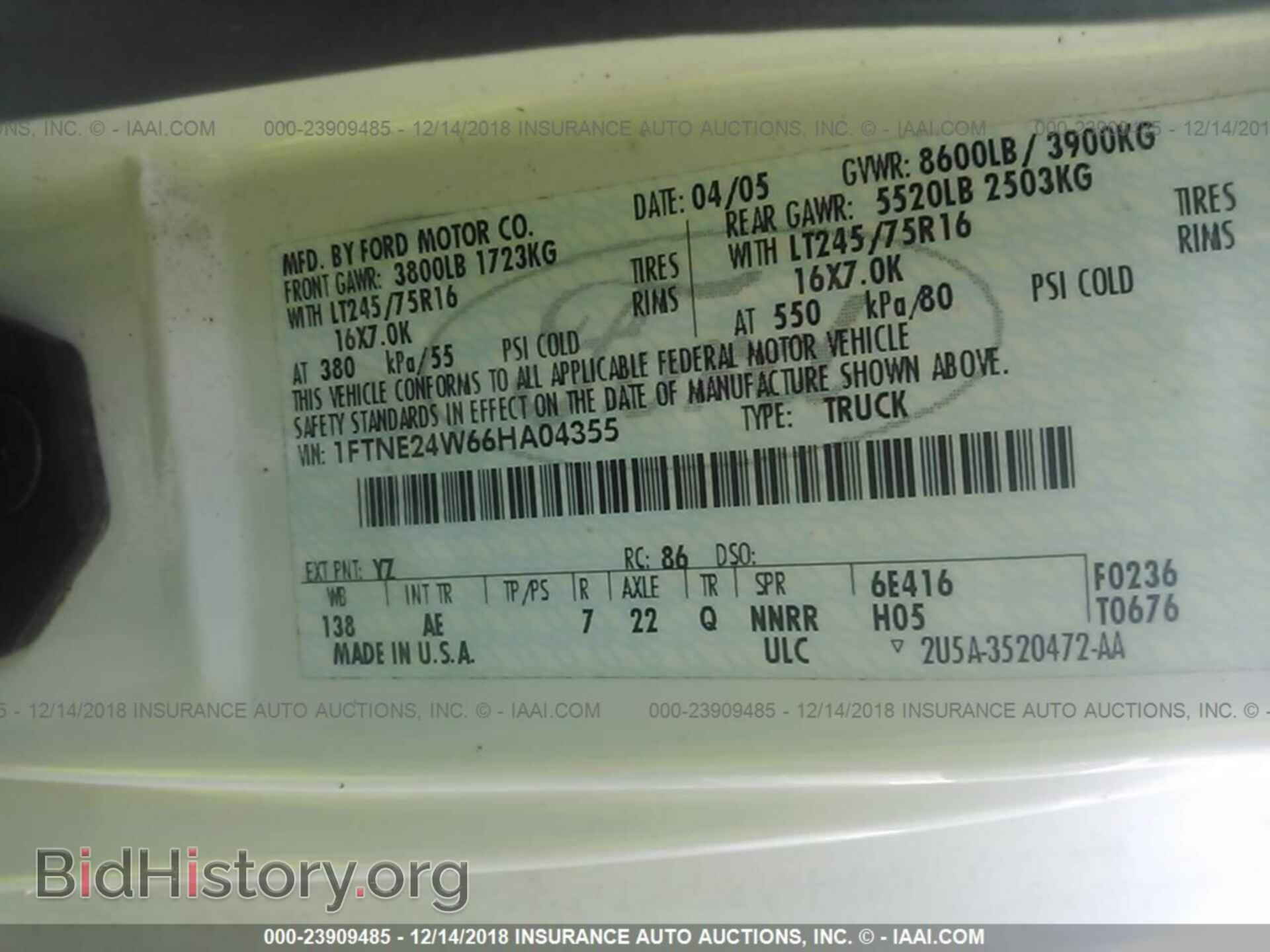 2006 FORD ECONOLINE - VIN: 1FTNE24W66HA04355 - Фото 9