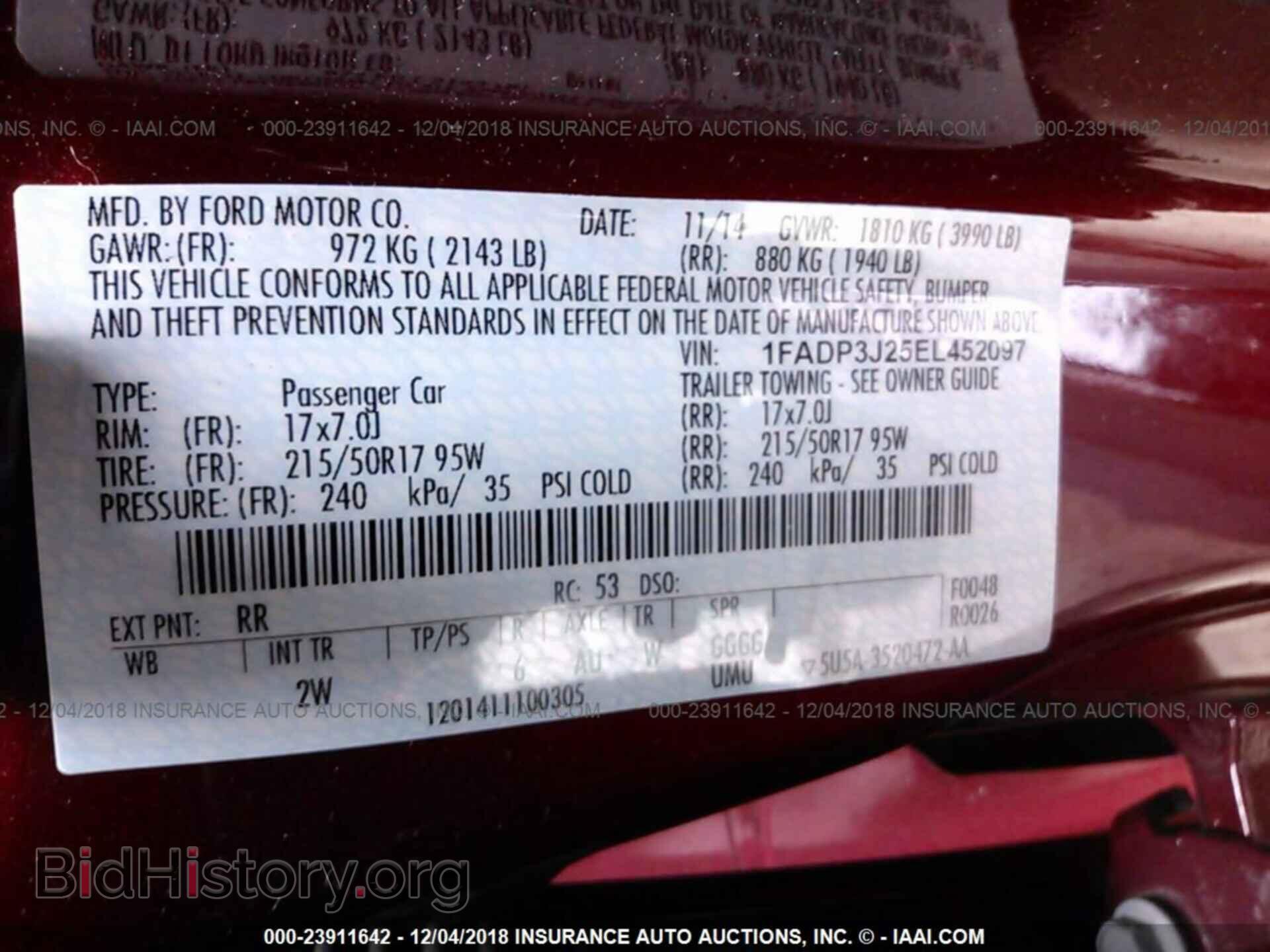 2014 FORD FOCUS - VIN: 1FADP3J25EL452097 - Фото 9