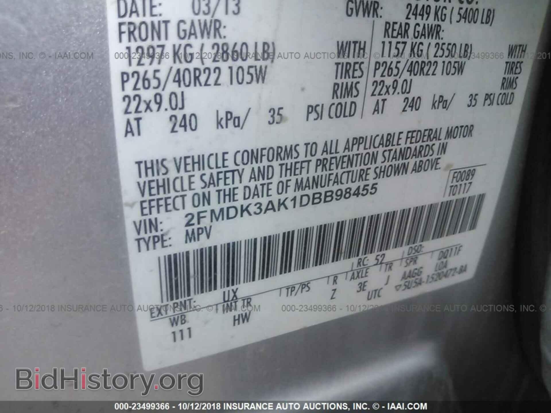 2013 FORD EDGE - VIN: 2FMDK3AK1DBB98455 - Photo 9