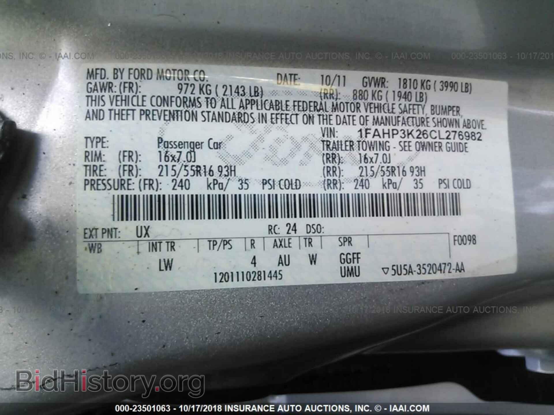 2012 FORD FOCUS - VIN: 1FAHP3K26CL276982 - Photo 9