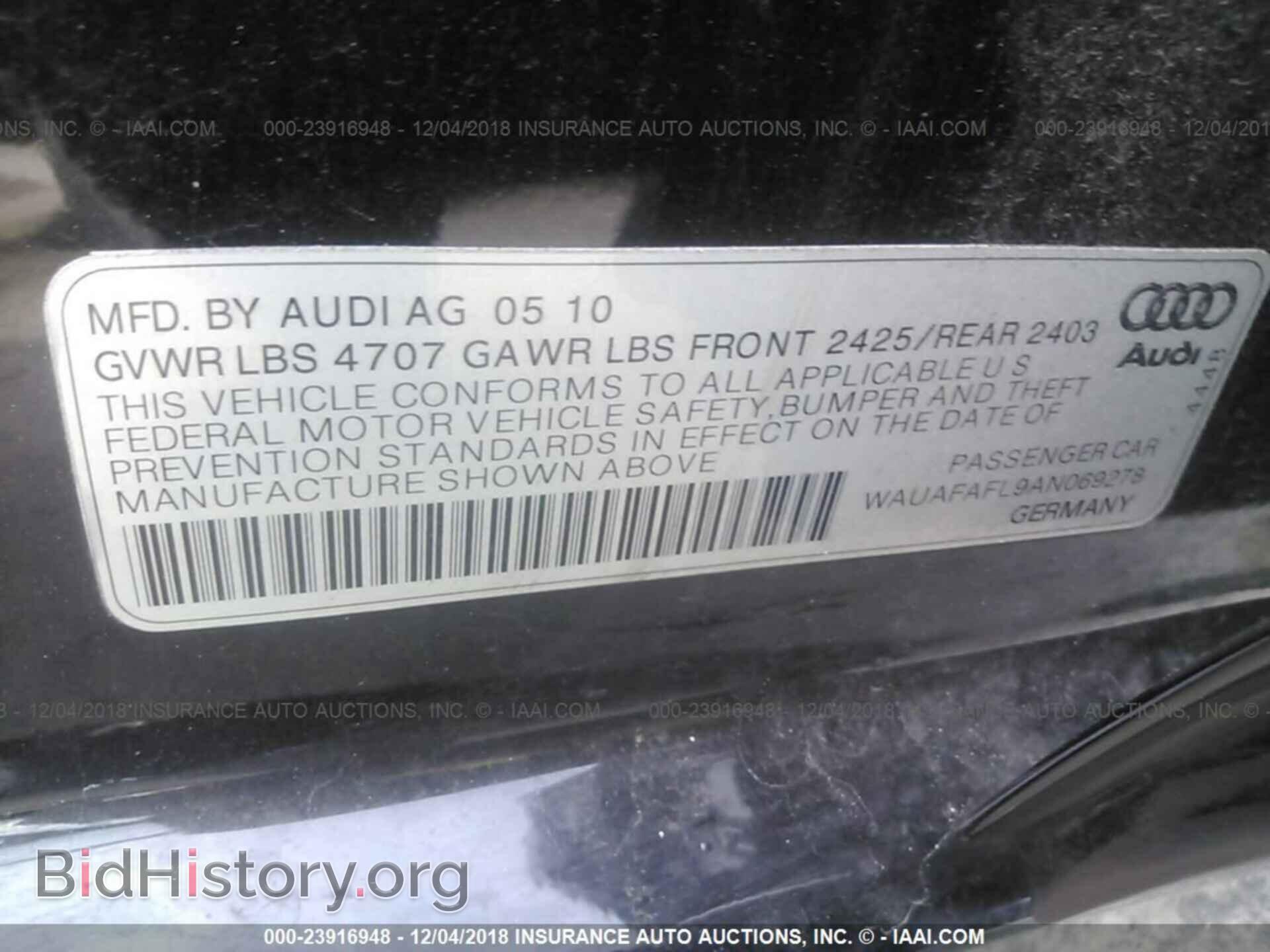 2010 AUDI A4 - VIN: WAUAFAFL9AN069278 - Фото 9