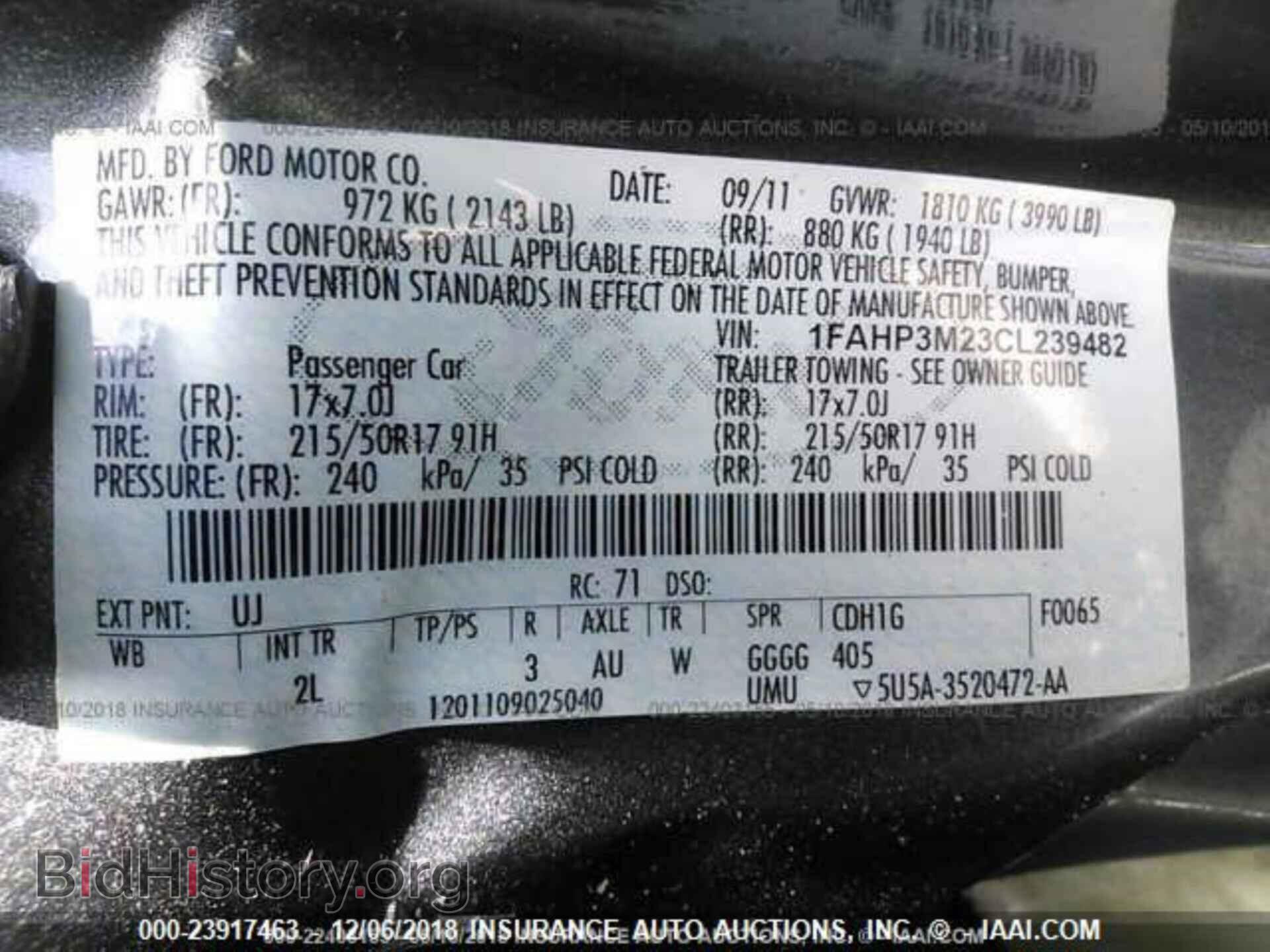 2012 FORD FOCUS - VIN: 1FAHP3M23CL239482 - Фото 9