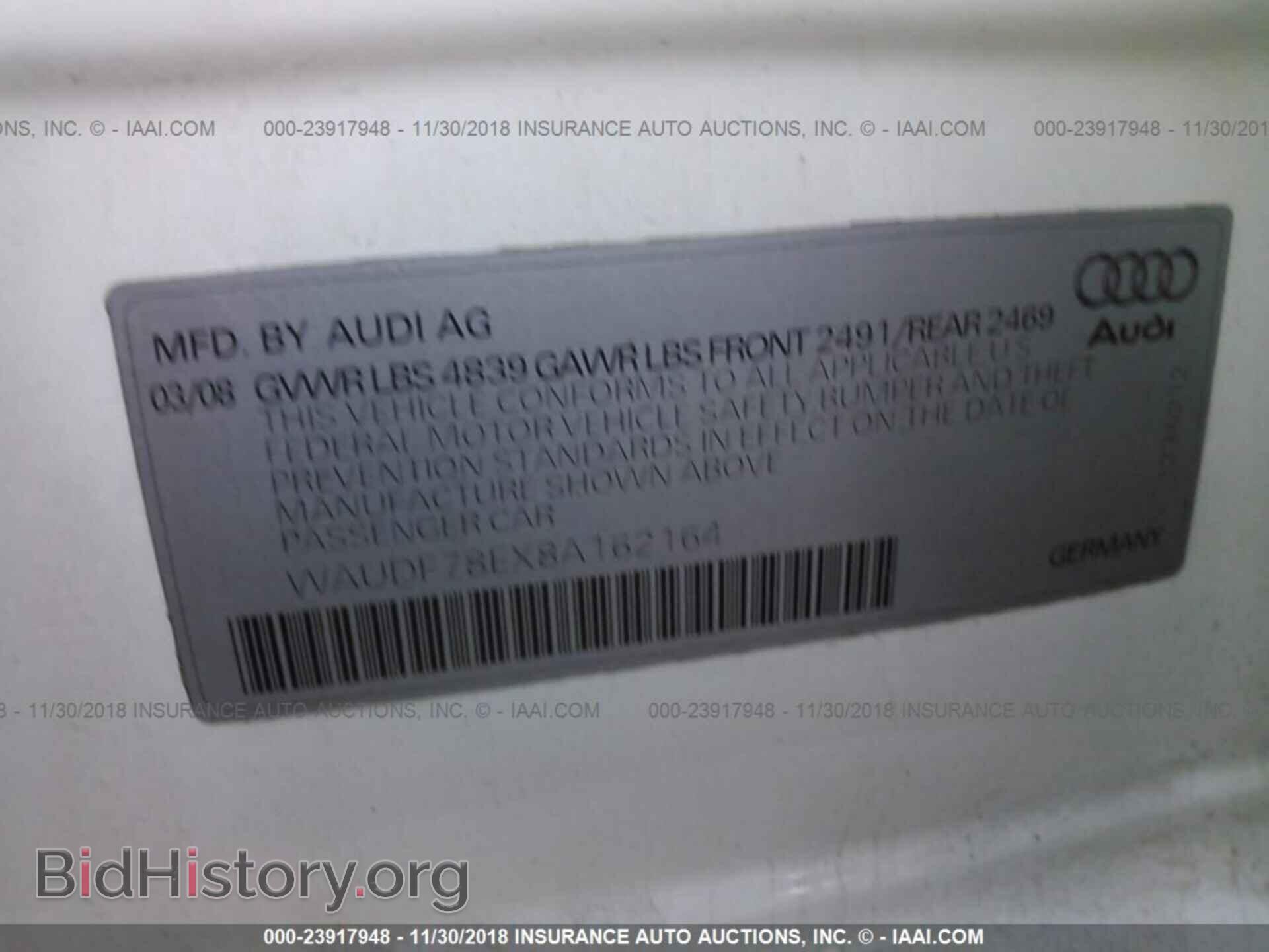 2008 AUDI A4 - VIN: WAUDF78EX8A162164 - Фото 9
