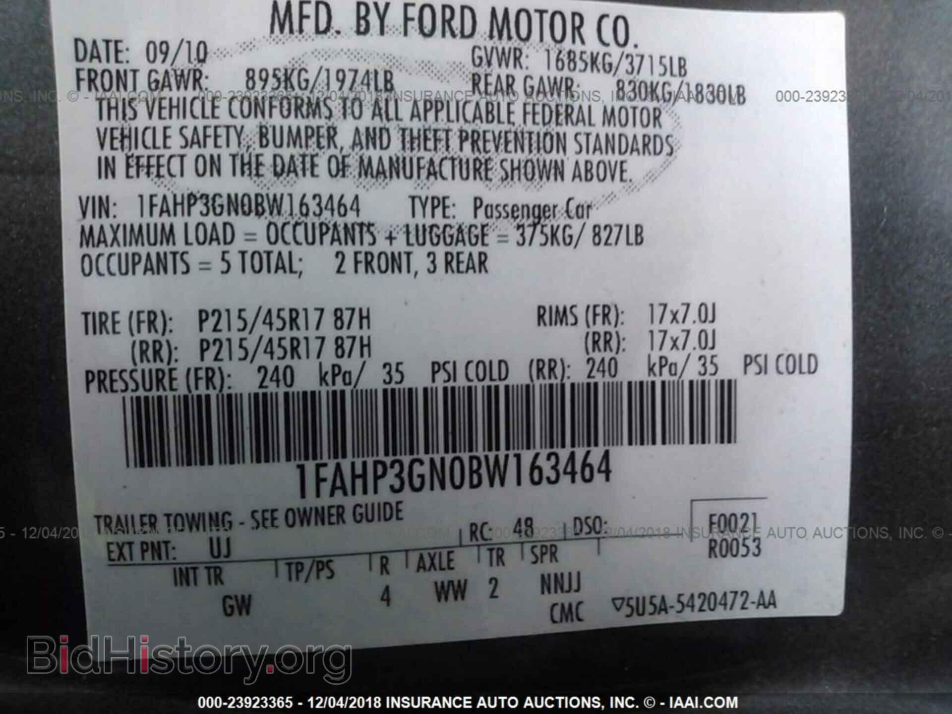 2011 FORD FOCUS - VIN: 1FAHP3GN0BW163464 - Фото 9