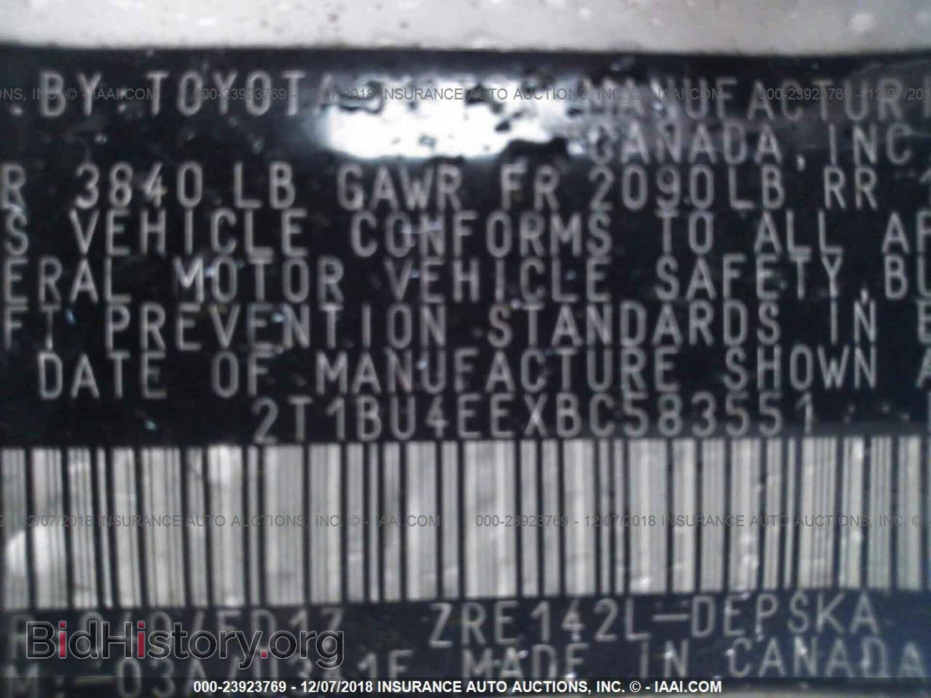 2011 TOYOTA COROLLA - VIN: 2T1BU4EEXBC583551 - Фото 9