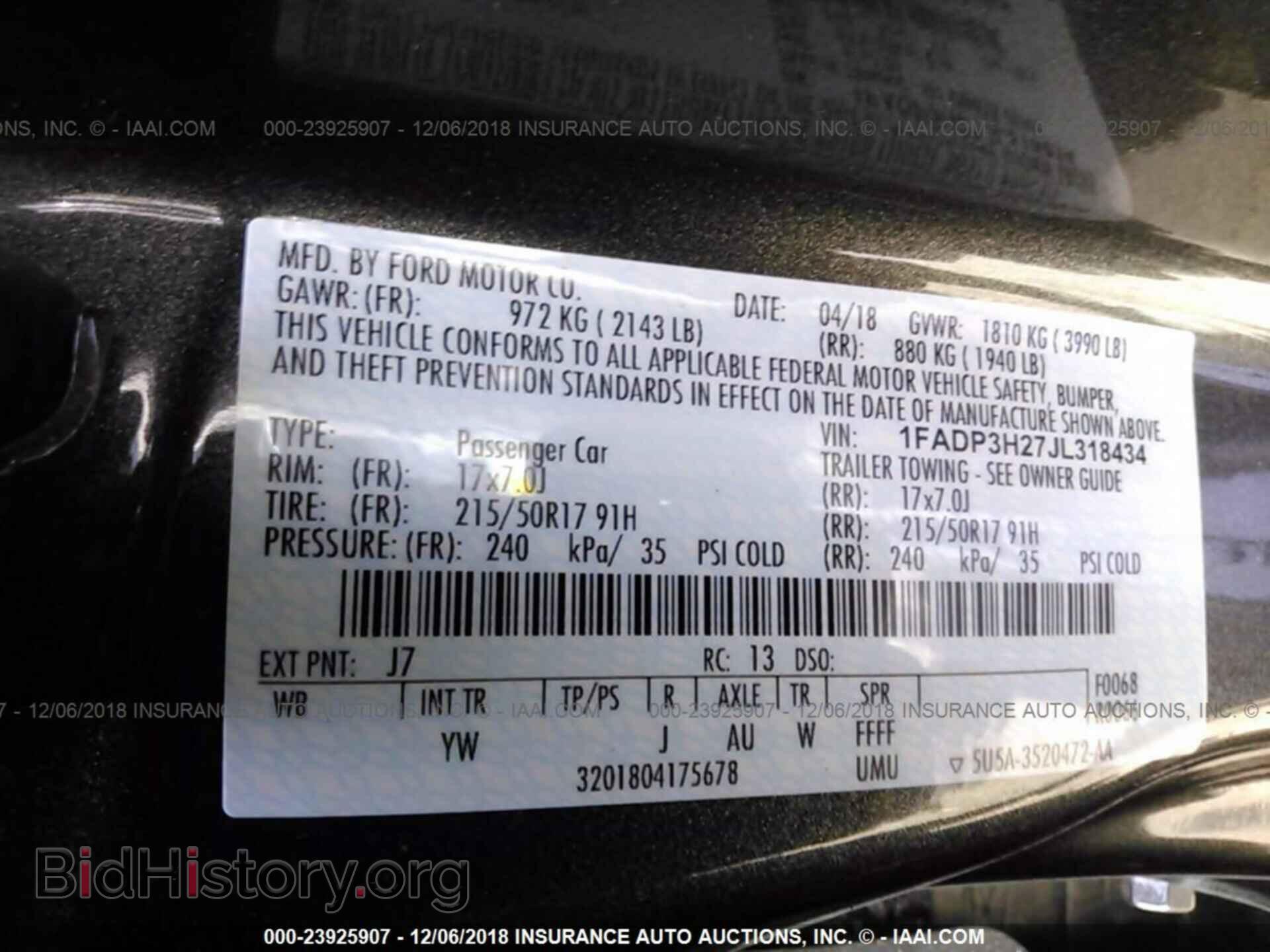 2018 FORD FOCUS - VIN: 1FADP3H27JL318434 - Фото 9
