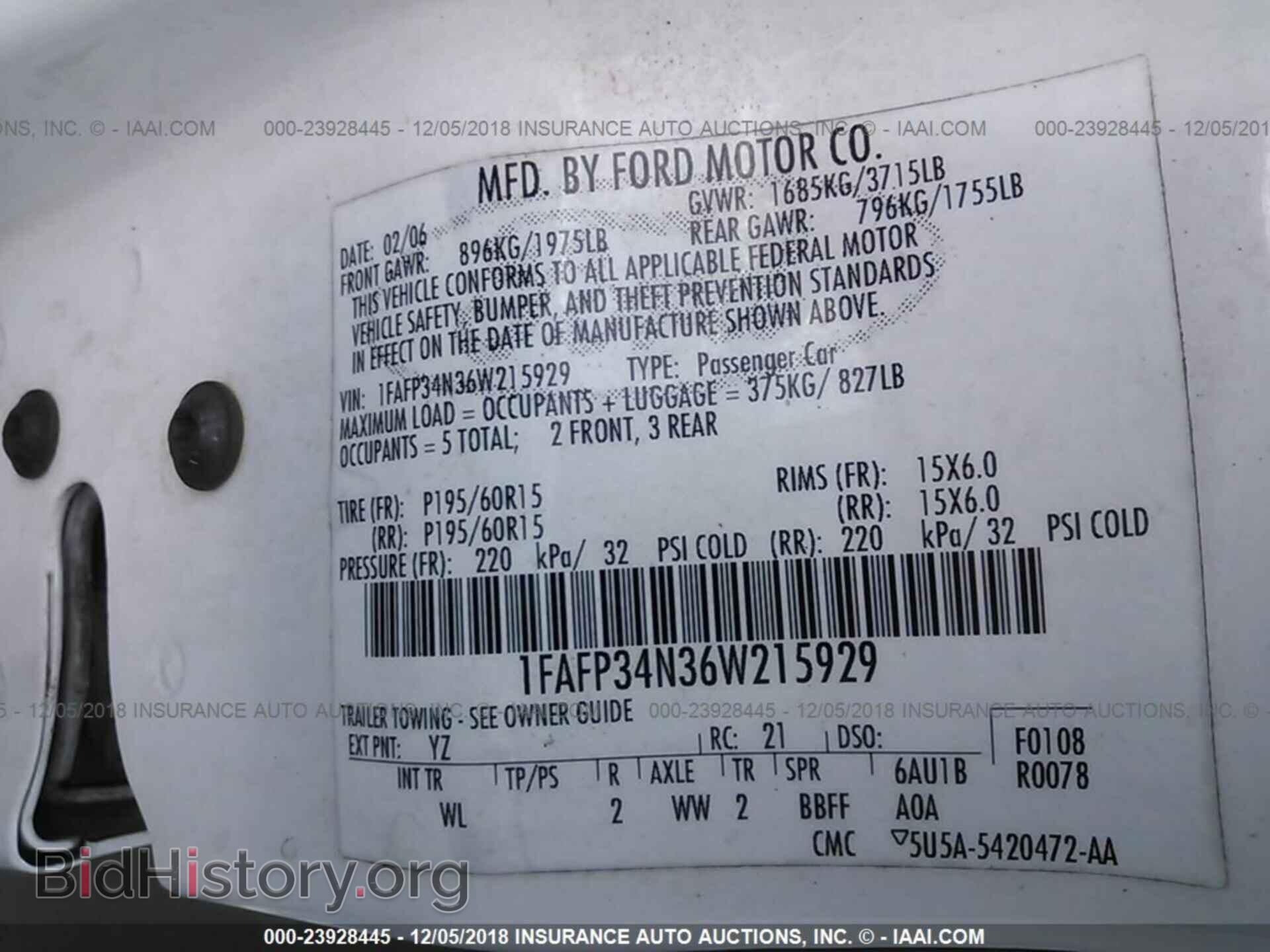 2006 FORD FOCUS - VIN: 1FAFP34N36W215929 - Фото 9