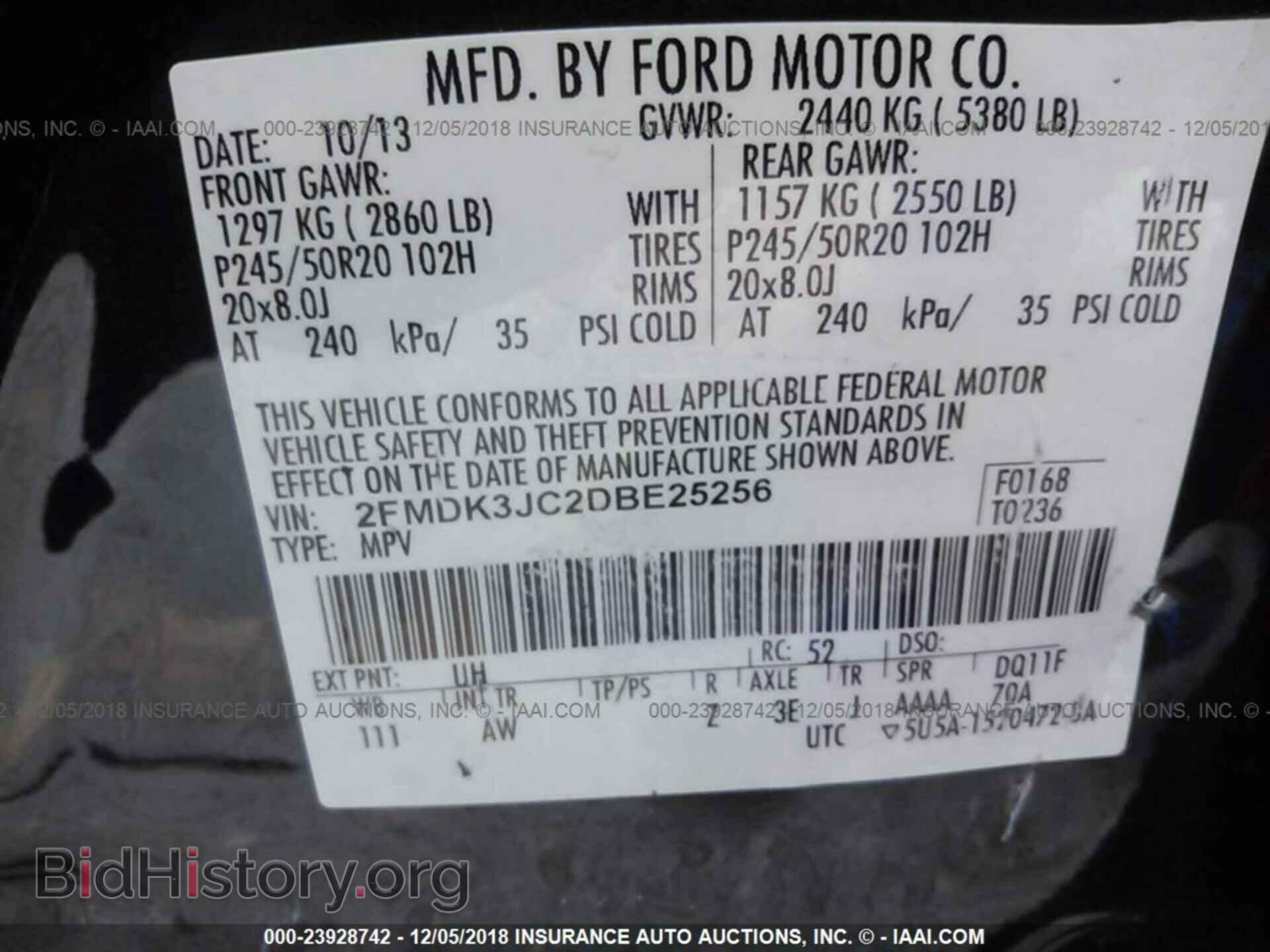 2013 FORD EDGE - VIN: 2FMDK3JC2DBE25256 - Фото 9