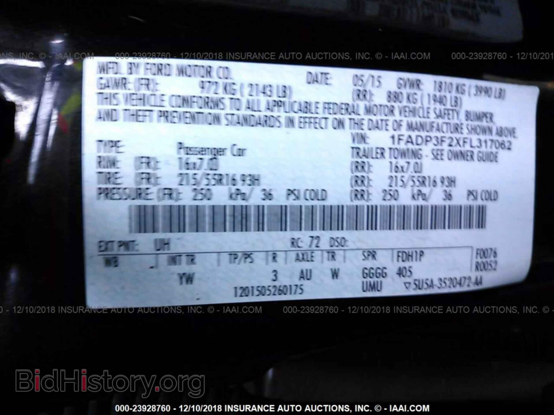 2015 FORD FOCUS - VIN: 1FADP3F2XFL317062 - Фото 9
