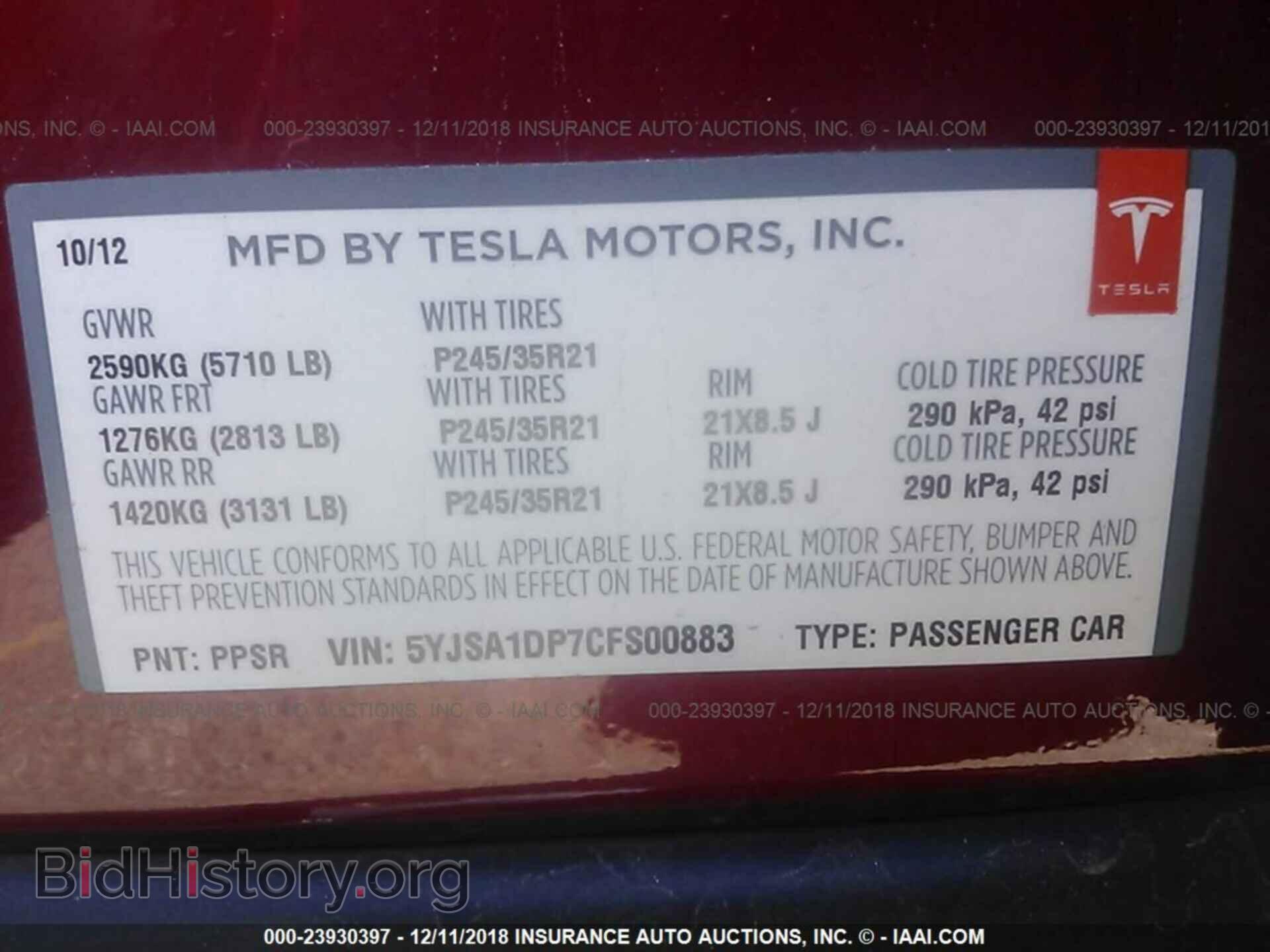 2012 TESLA MODEL S - VIN: 5YJSA1DP7CFS00883 - Photo 9