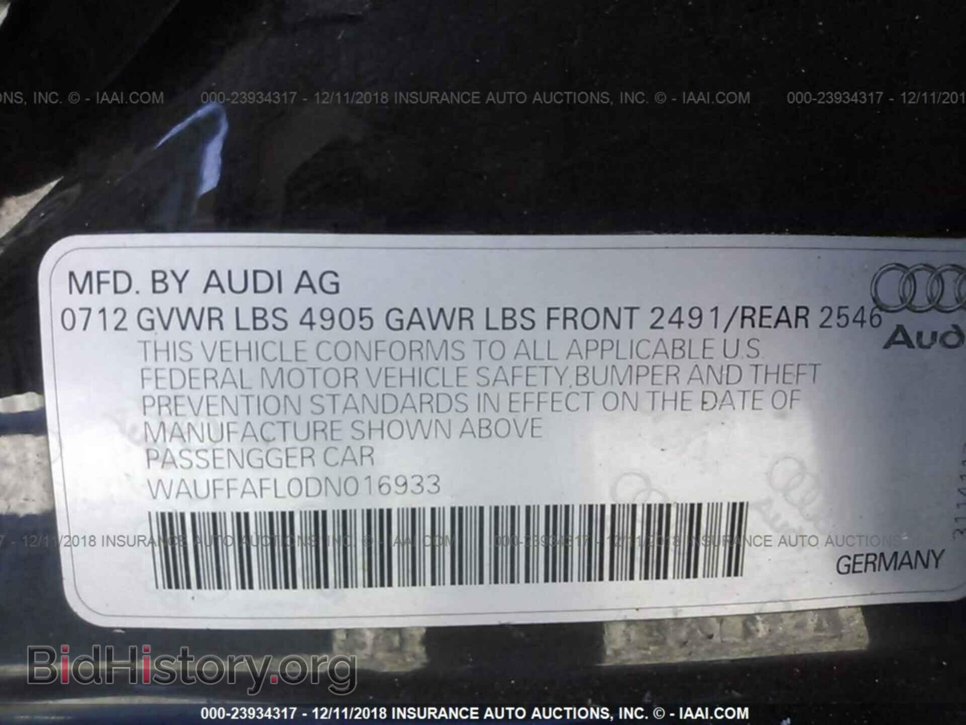 2013 AUDI A4 - VIN: WAUFFAFL0DN016933 - Photo 9
