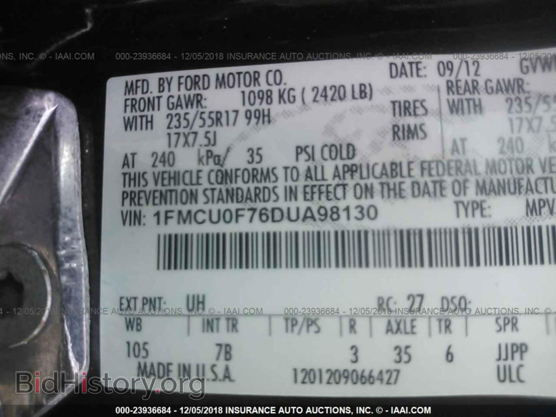 2013 FORD ESCAPE - VIN: 1FMCU0F76DUA98130 - Photo 9