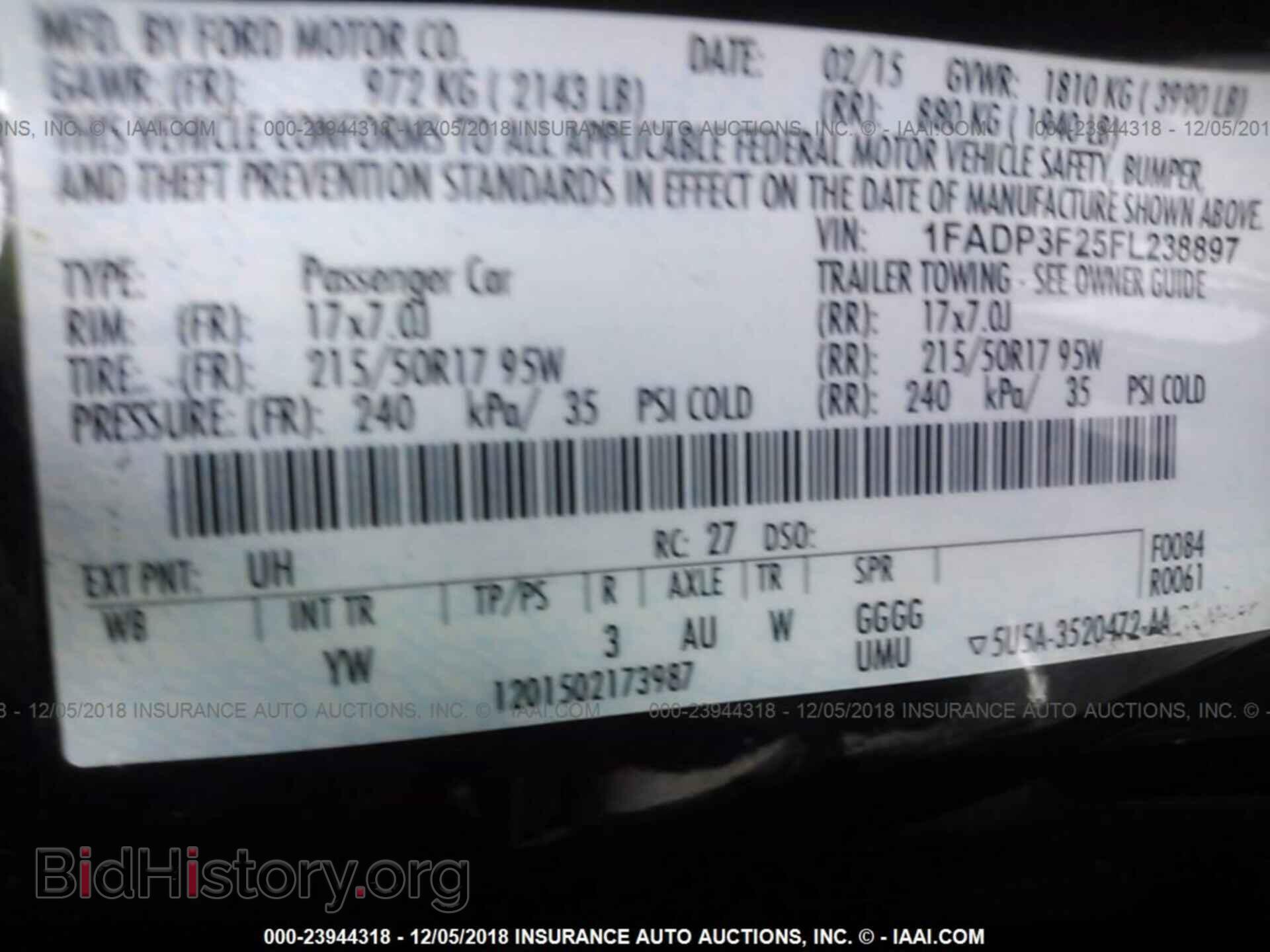 2015 FORD FOCUS - VIN: 1FADP3F25FL238897 - Фото 9