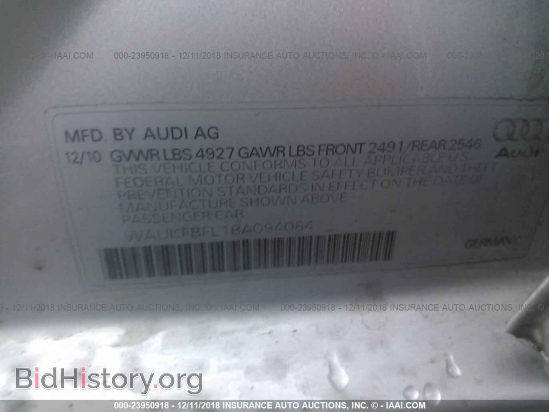 2011 Audi A4 - VIN: WAUKFBFL1BA094064 - Фото 9