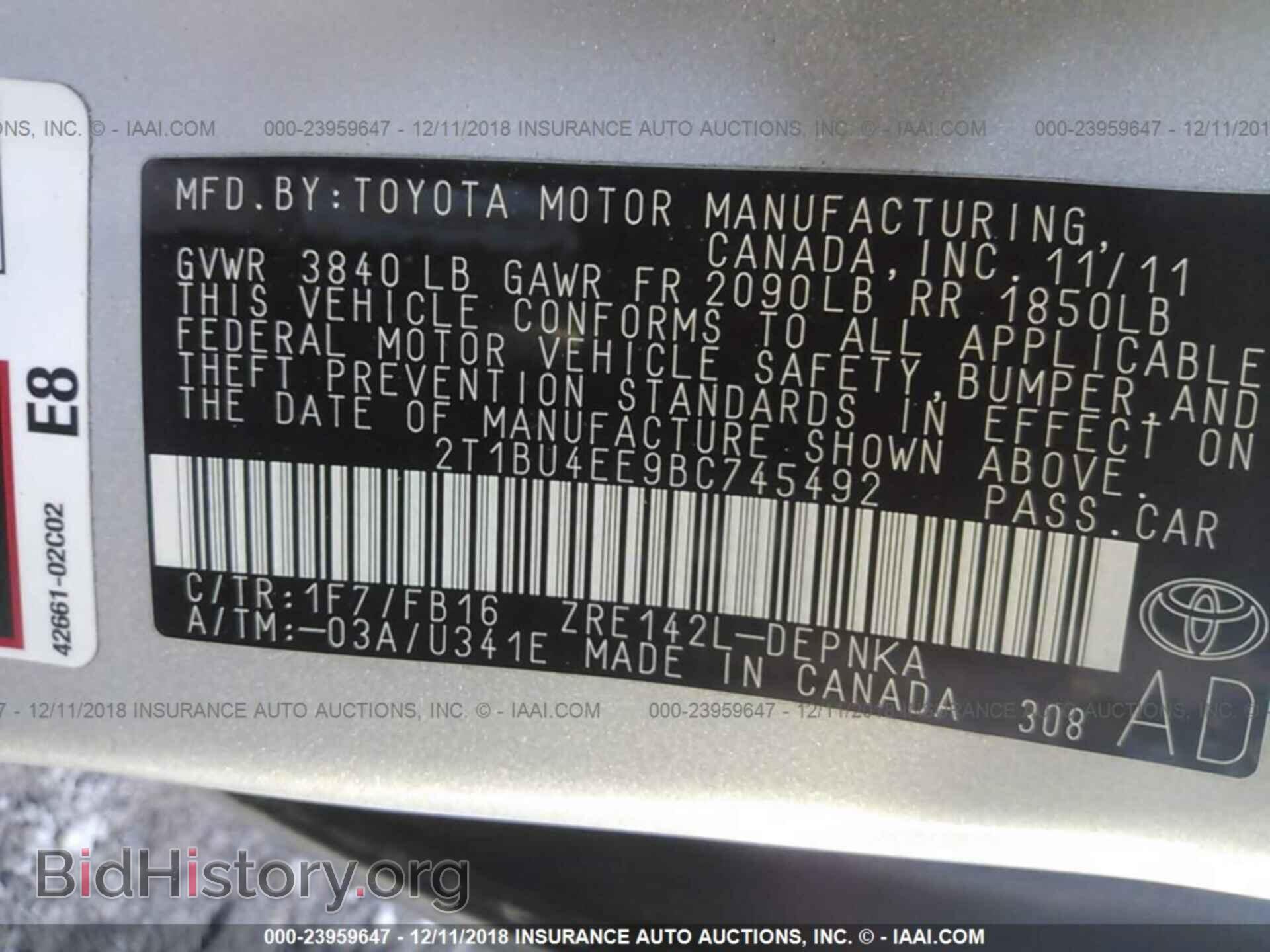 2011 Toyota Corolla - VIN: 2T1BU4EE9BC745492 - Фото 9